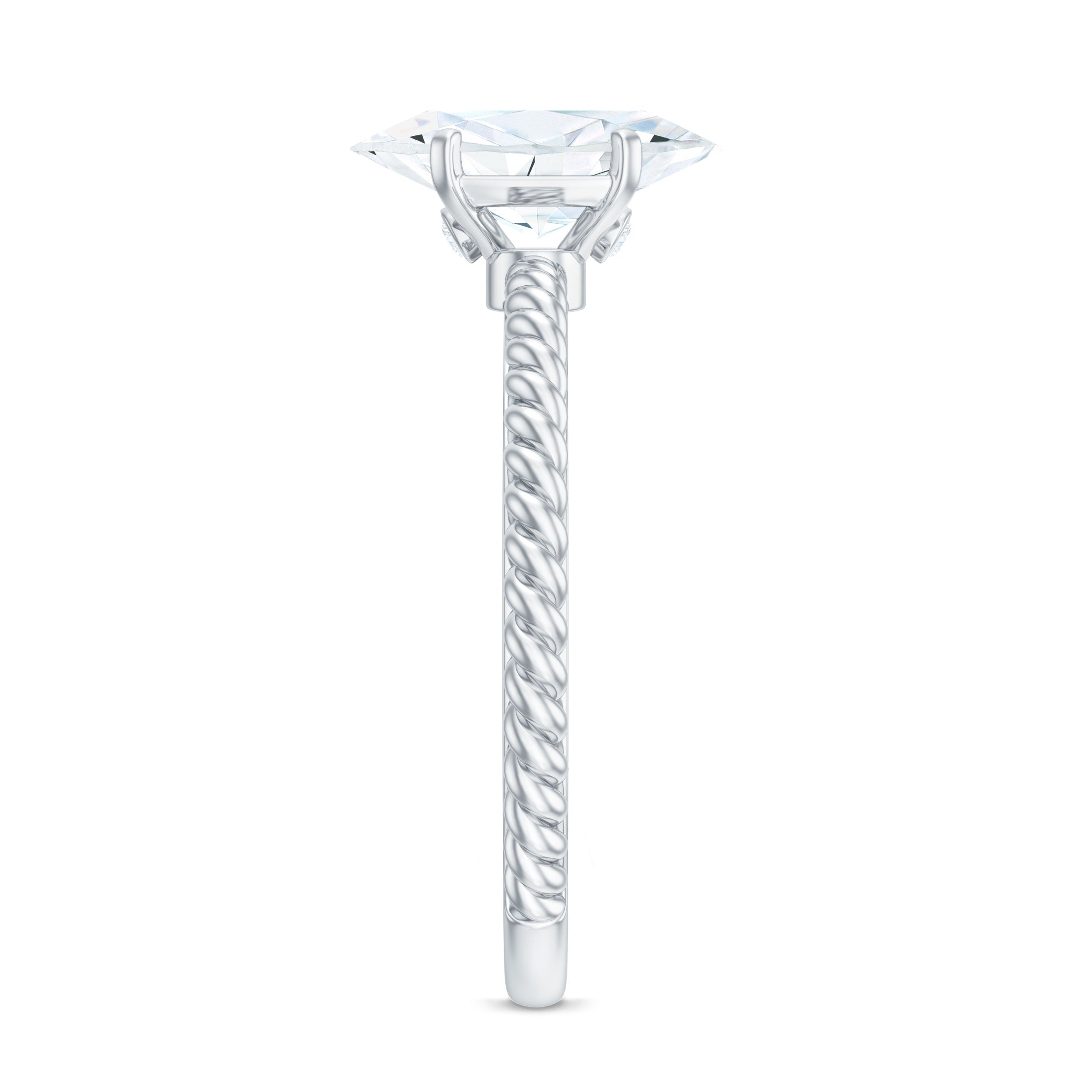 1 Carat Marquise Cut Moissanite Solitaire Engagement Ring with Twisted Rope Shank