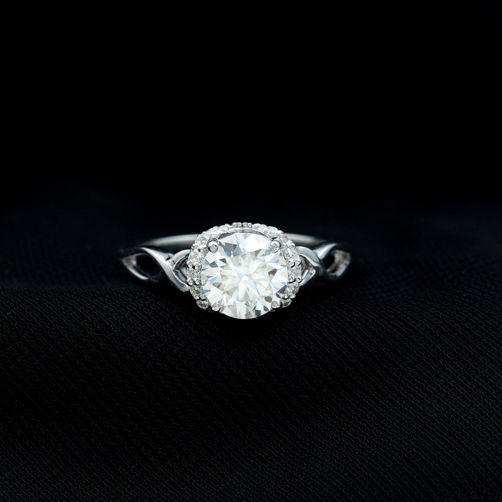 Round Cut Moissanite Infinity Engagement Ring