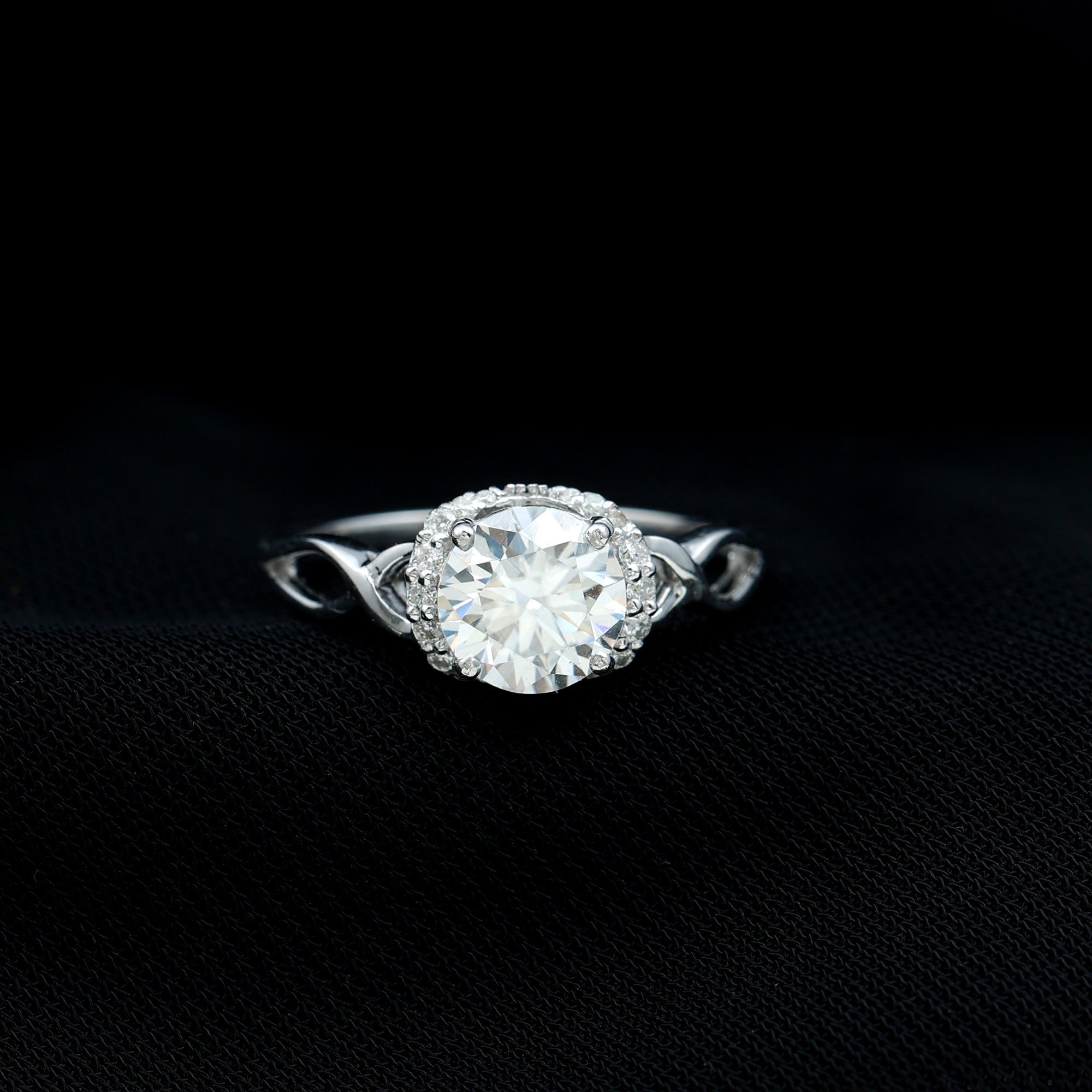 Round Cut Moissanite Infinity Engagement Ring