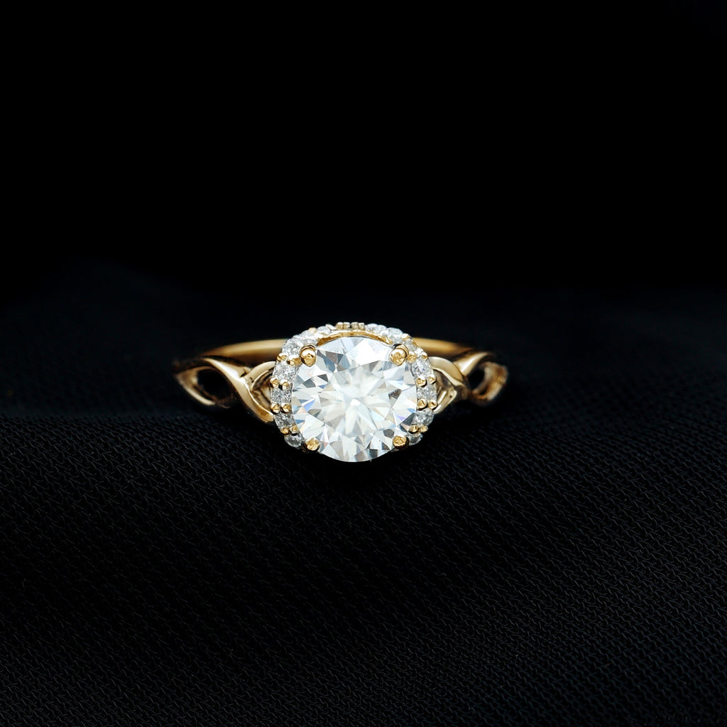 Round Cut Moissanite Infinity Engagement Ring