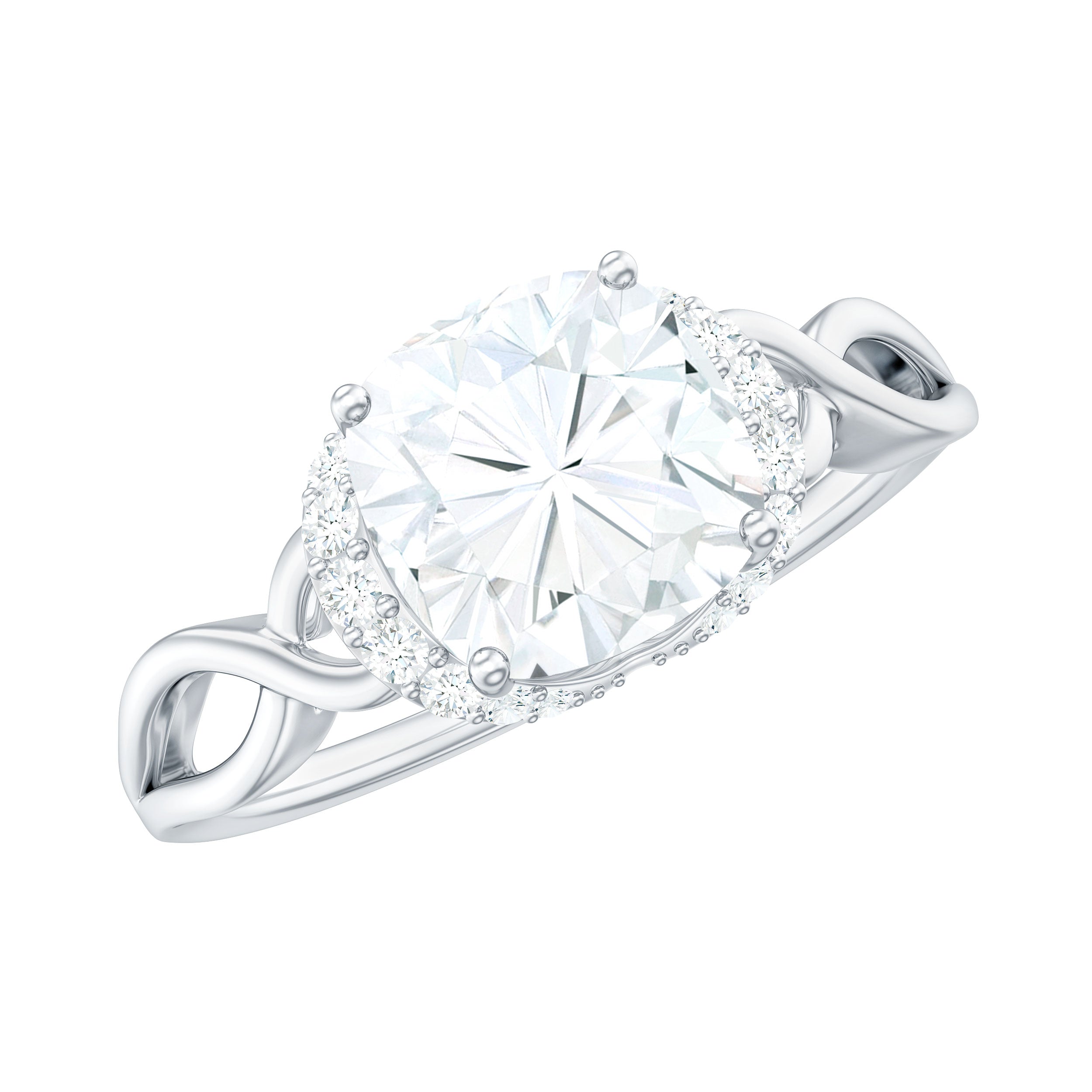 3 Carat Cushion Cut Moissanite Solitaire Engagement Ring with Infinity Shank