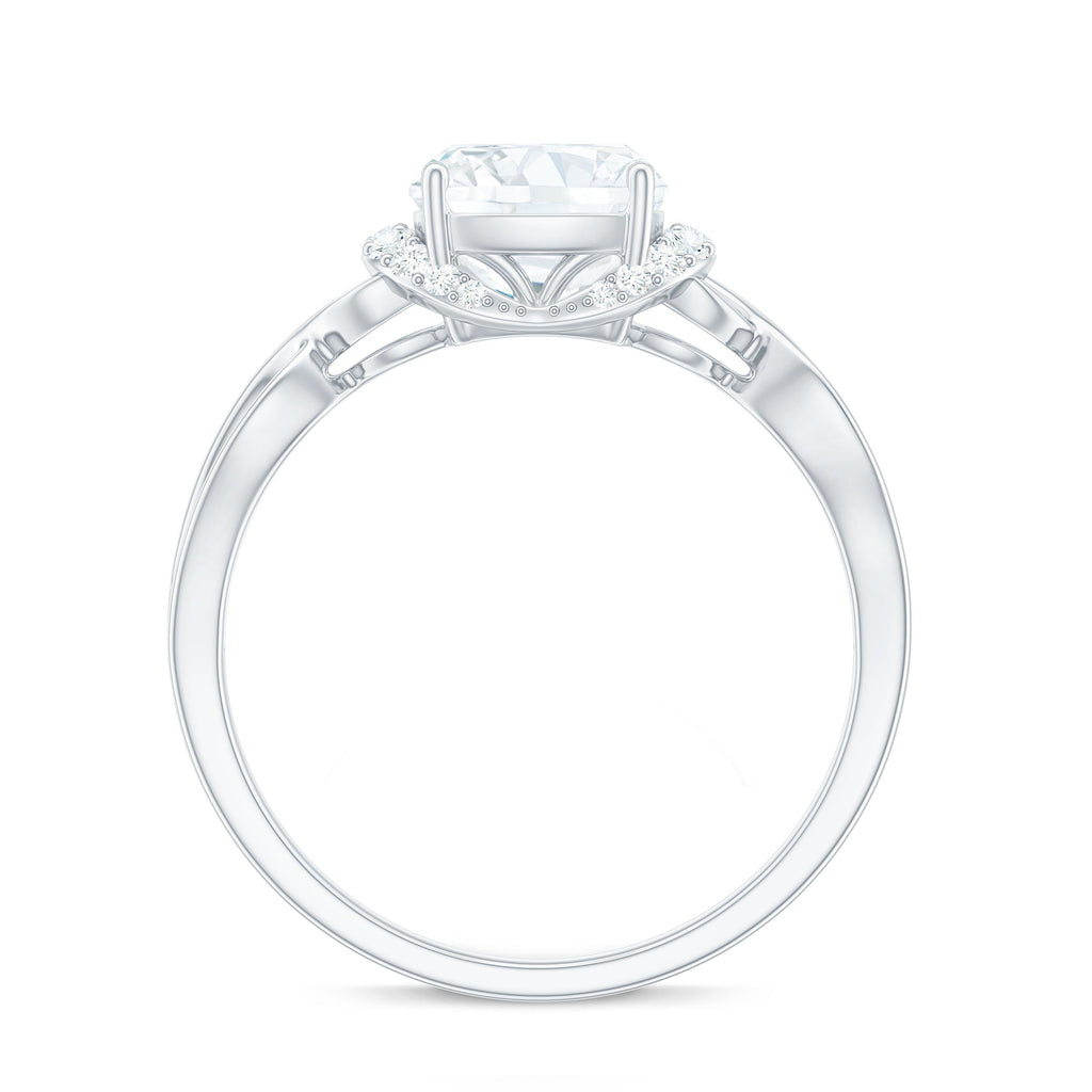 3 Carat Cushion Cut Moissanite Solitaire Engagement Ring with Infinity Shank