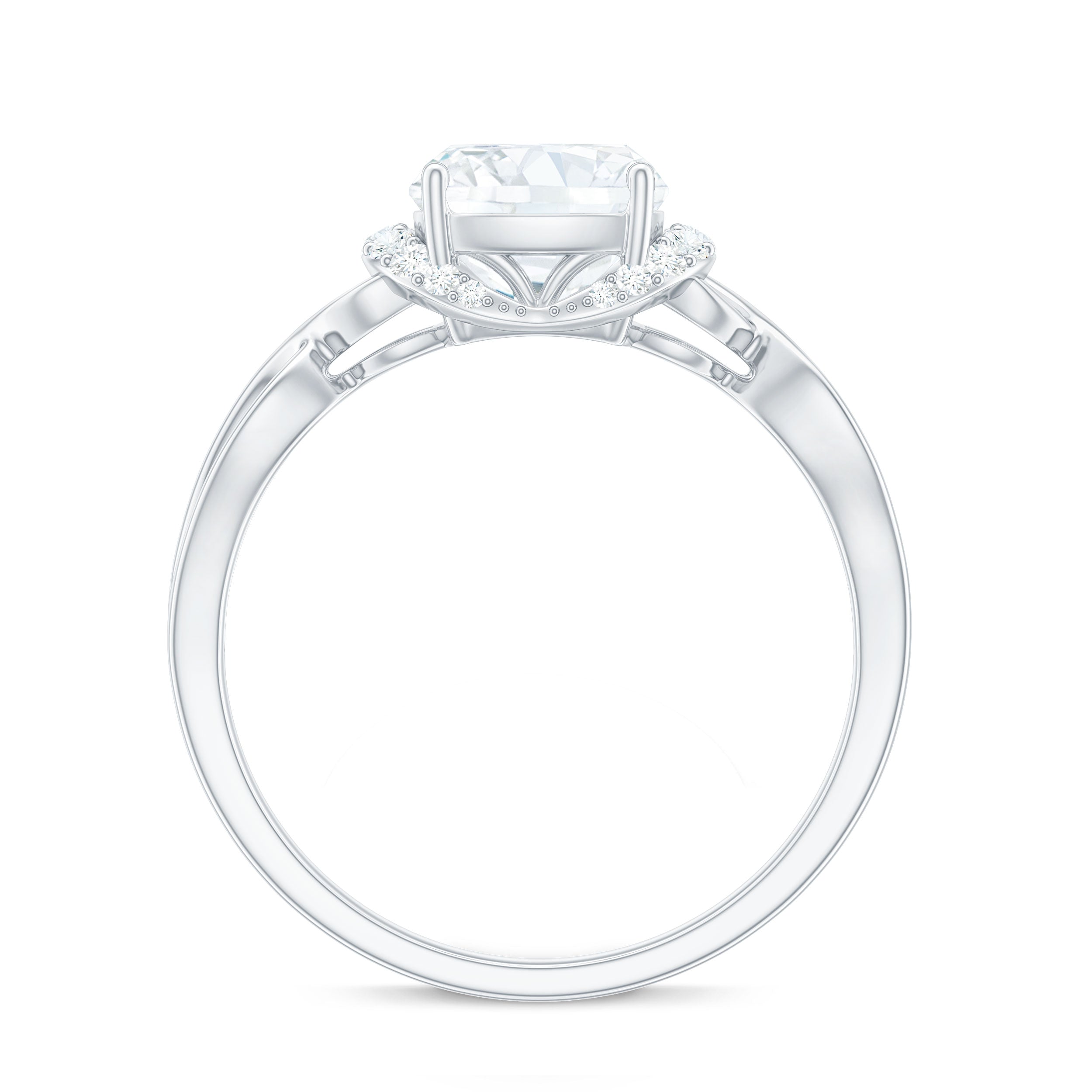 3 Carat Cushion Cut Moissanite Solitaire Engagement Ring with Infinity Shank
