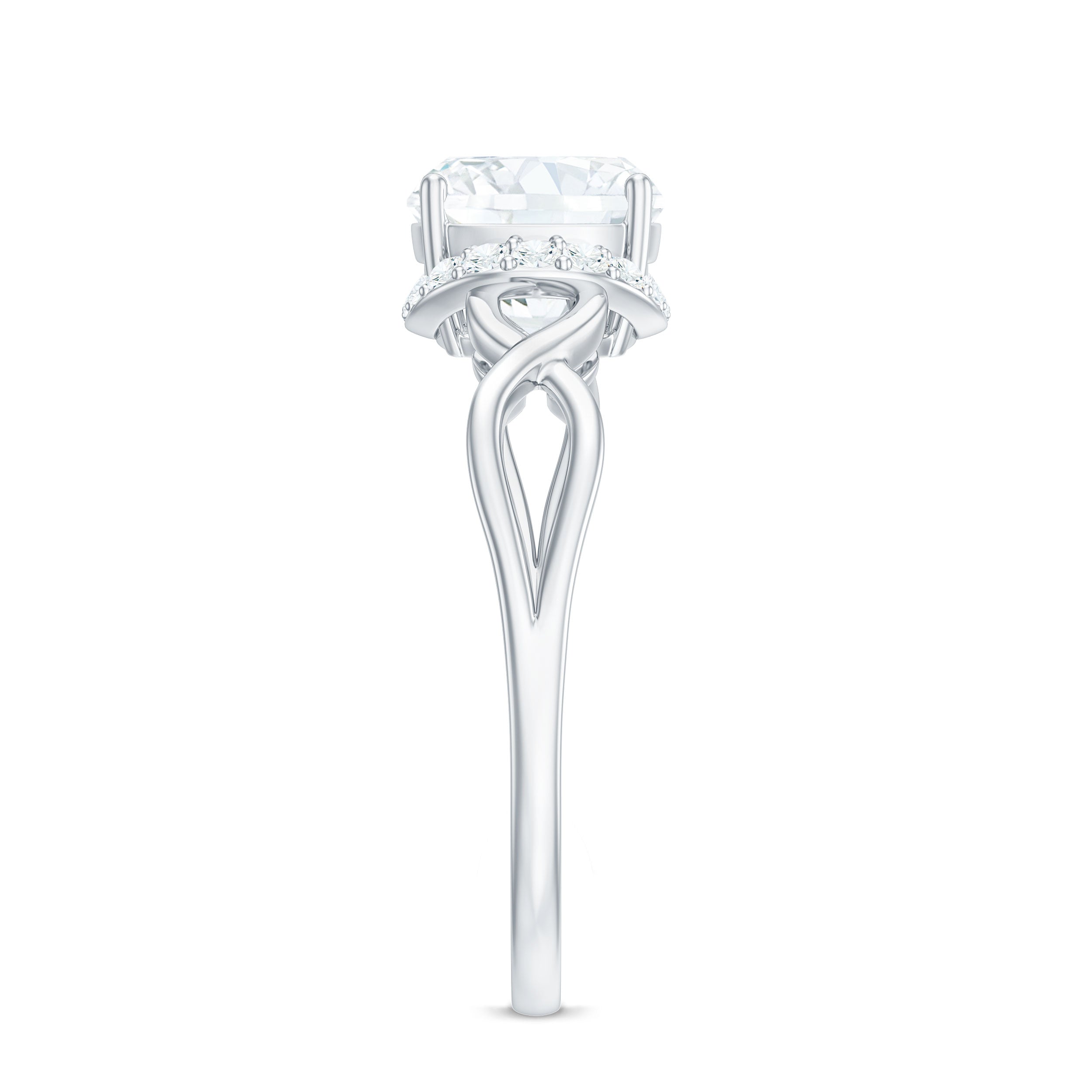 3 Carat Cushion Cut Moissanite Solitaire Engagement Ring with Infinity Shank