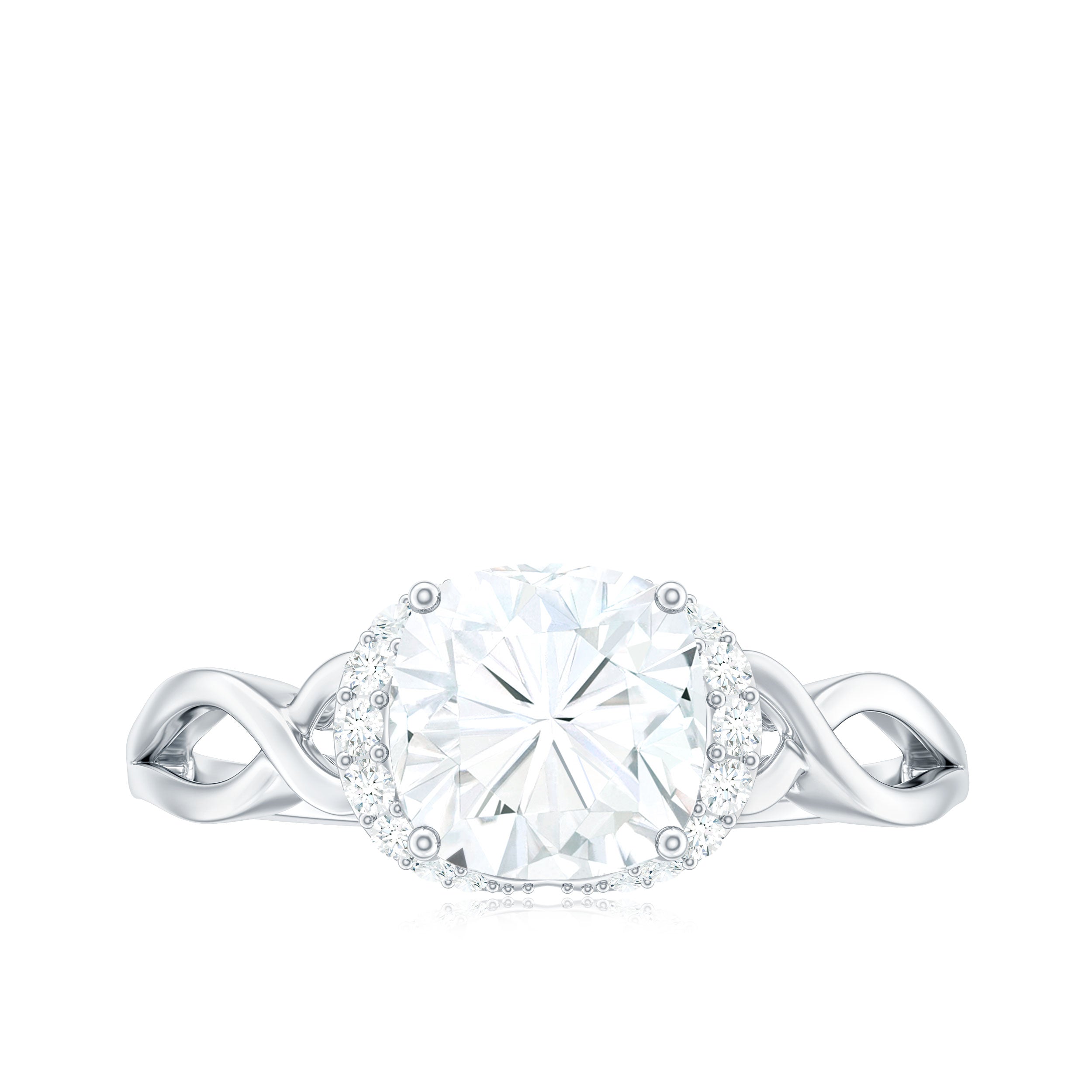 3 Carat Cushion Cut Moissanite Solitaire Engagement Ring with Infinity Shank
