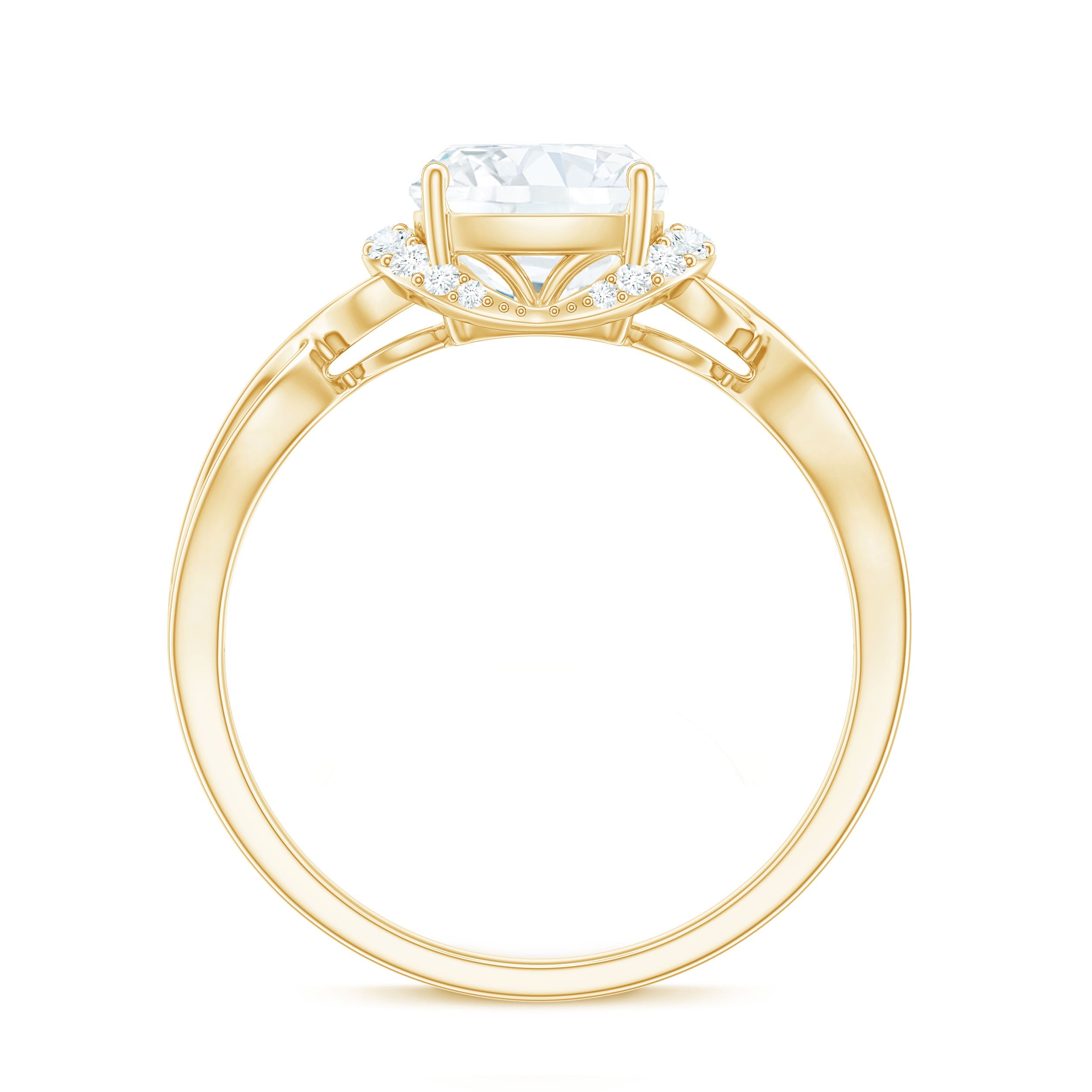 3 Carat Cushion Cut Moissanite Solitaire Engagement Ring with Infinity Shank