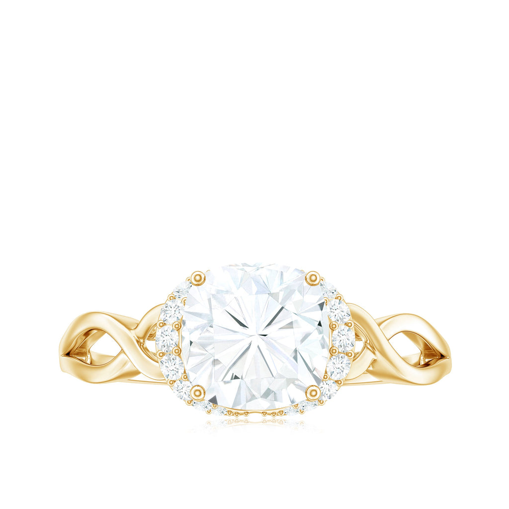 3 Carat Cushion Cut Moissanite Solitaire Engagement Ring with Infinity Shank