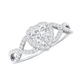 Heart Shape Moissanite Halo Engagement Ring with Infinity Band