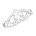 Pear Shaped Moissanite Crossover Engagement Ring with Halo