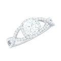 1.7 Carat Cushion Cut Moissanite Halo Engagement Ring with Crossover Shank