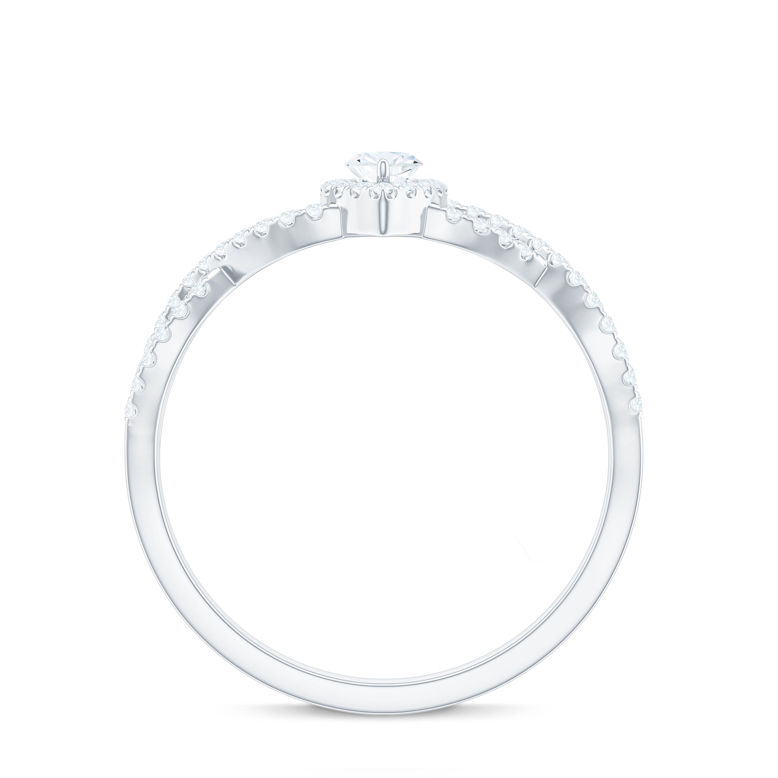 Womens Moissanite Marquise Cut Engagement Ring with Crossover Shank