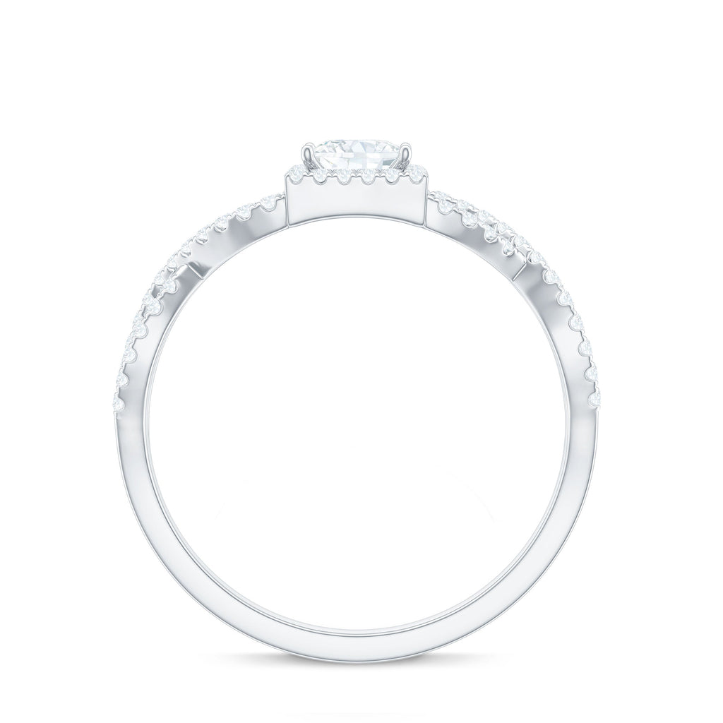 0.3 Carat Moissanite Square Cut Engagement Ring with Crossover Shank