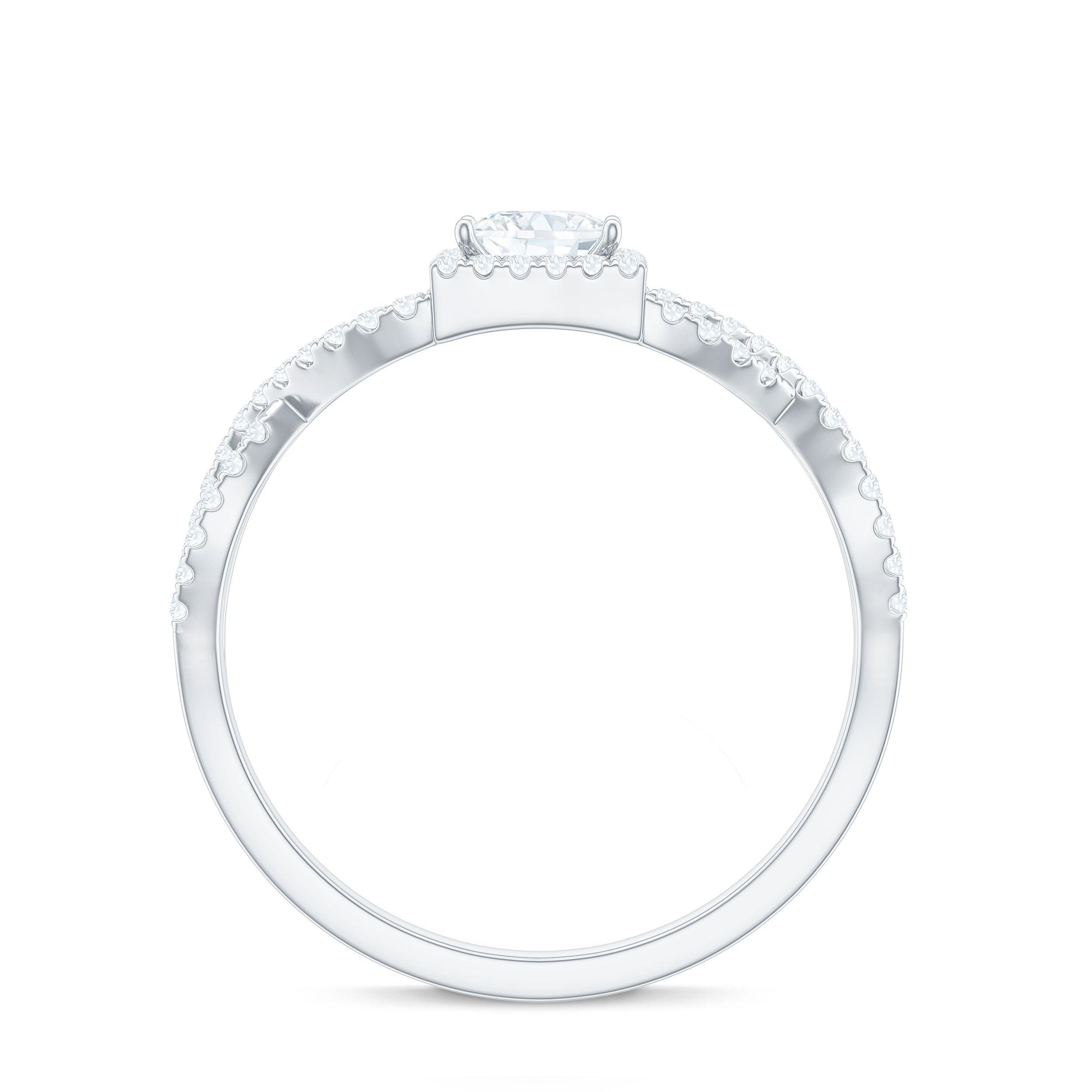 0.3 Carat Moissanite Square Cut Engagement Ring with Crossover Shank