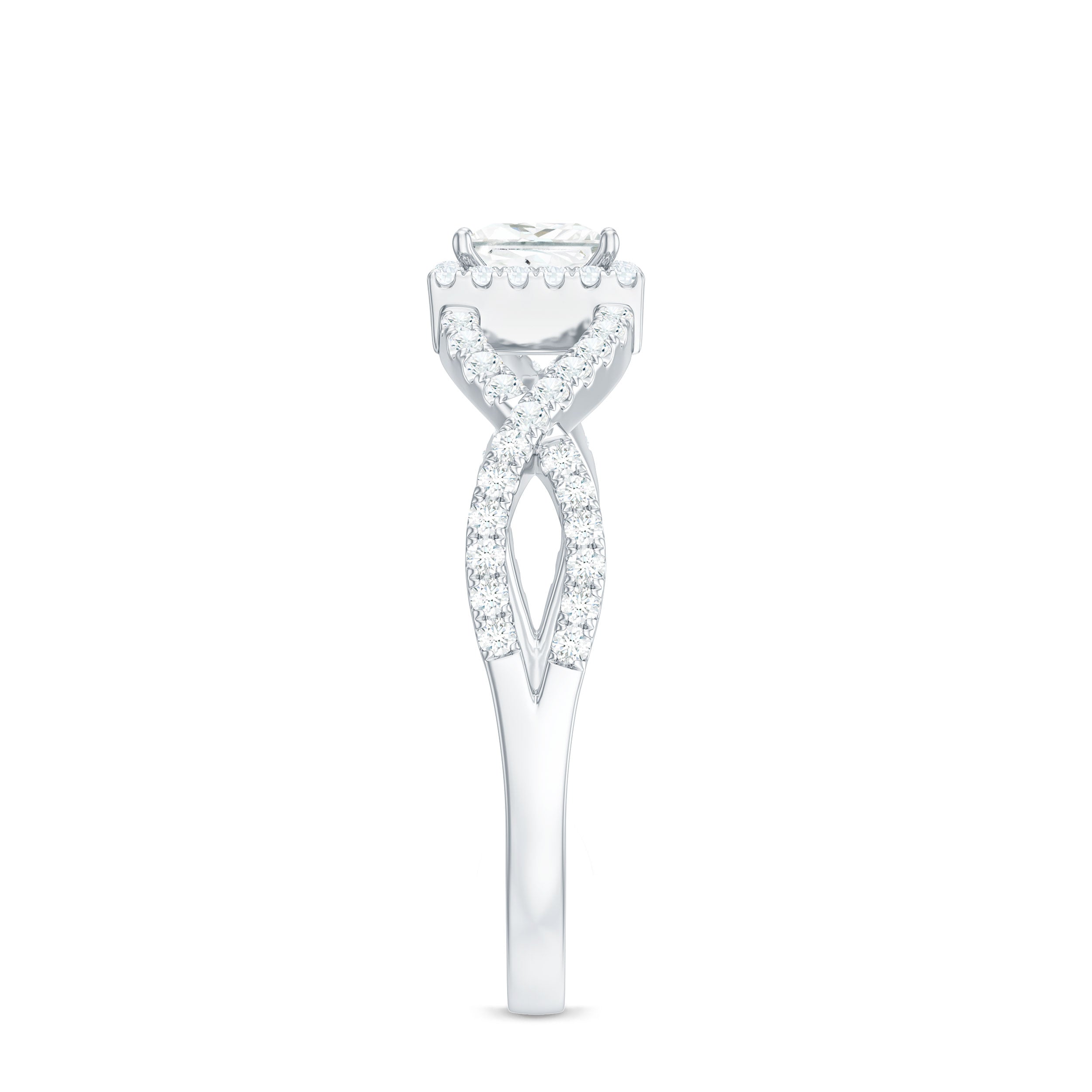 0.3 Carat Moissanite Square Cut Engagement Ring with Crossover Shank