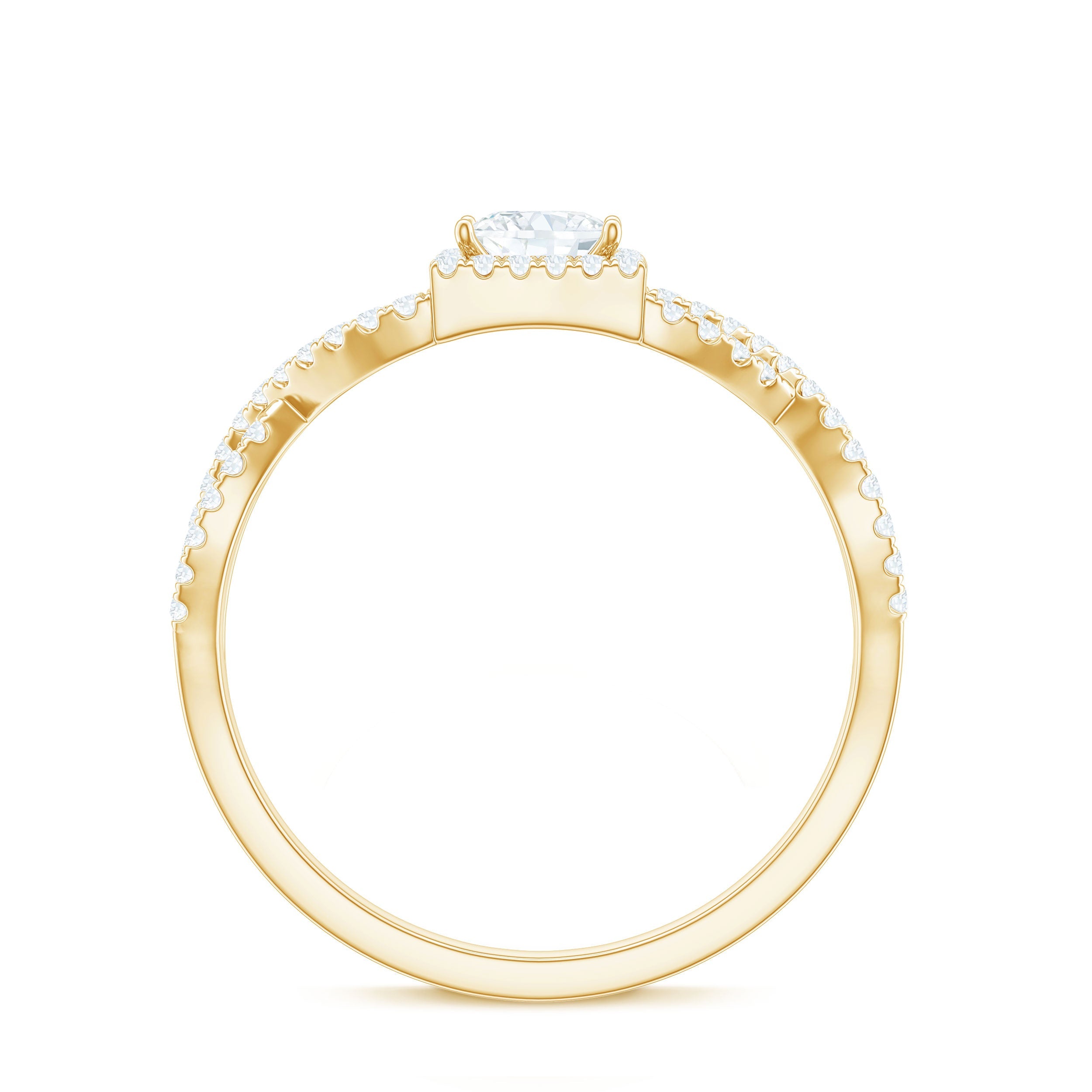 0.3 Carat Moissanite Square Cut Engagement Ring with Crossover Shank