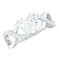 1.5 Carat Heart Shape Moissanite Solitaire Engagement Ring with Crossover Shank
