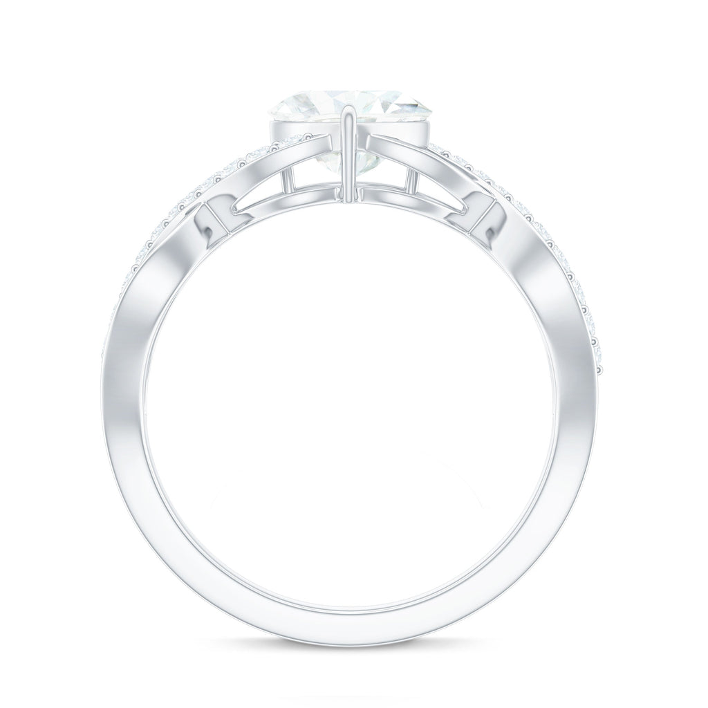 1.5 Carat Heart Shape Moissanite Solitaire Engagement Ring with Crossover Shank
