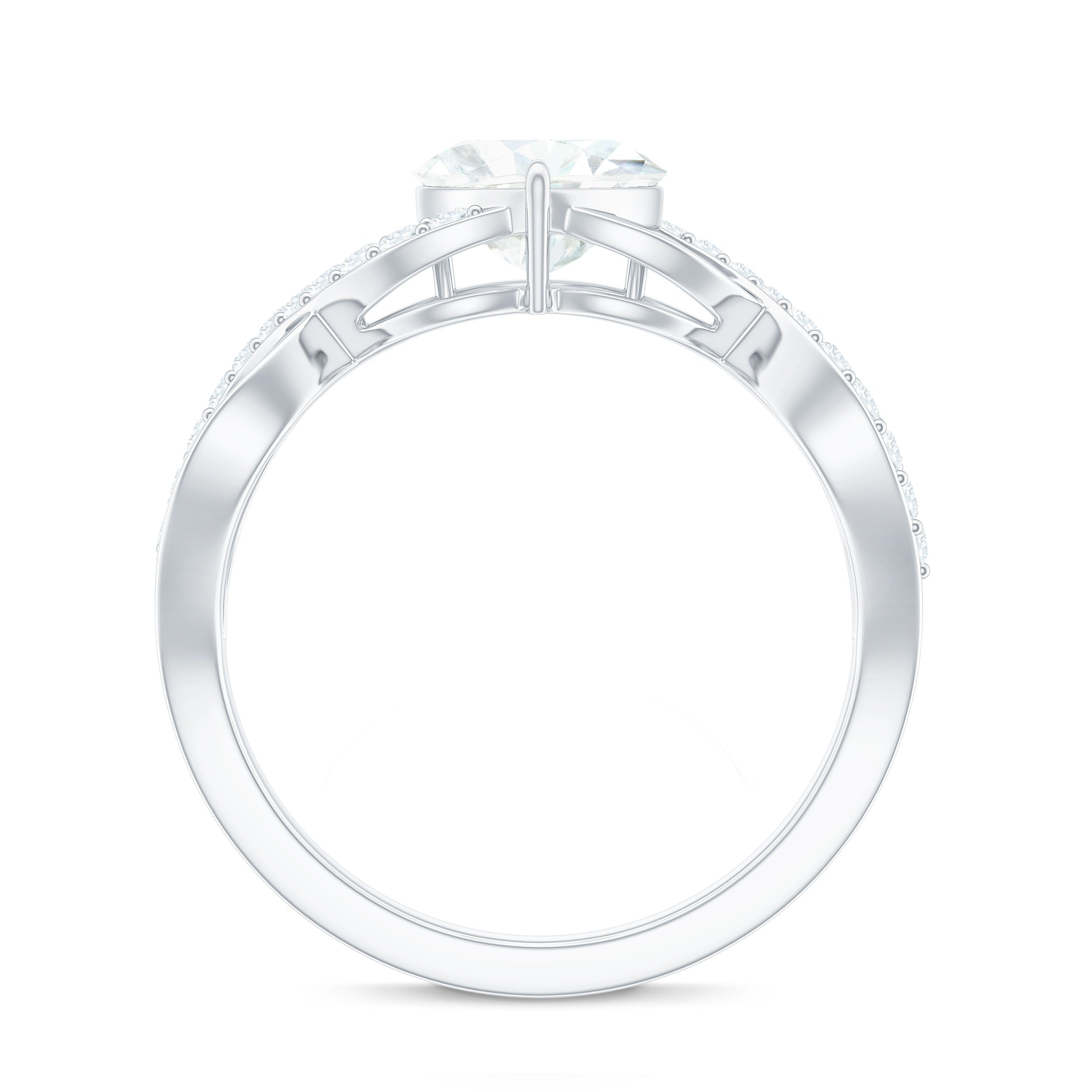 1.5 Carat Heart Shape Moissanite Solitaire Engagement Ring with Crossover Shank