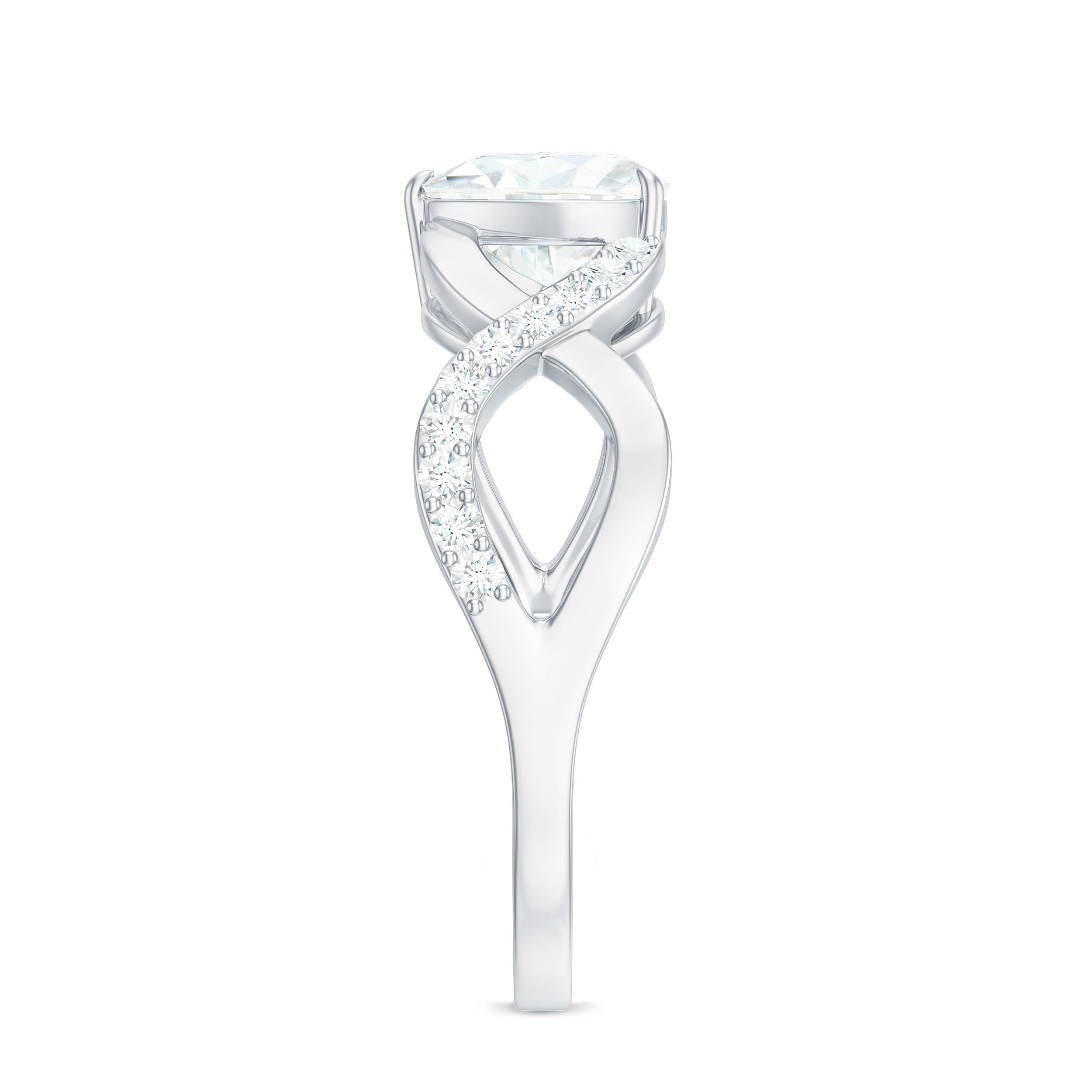 1.5 Carat Heart Shape Moissanite Solitaire Engagement Ring with Crossover Shank