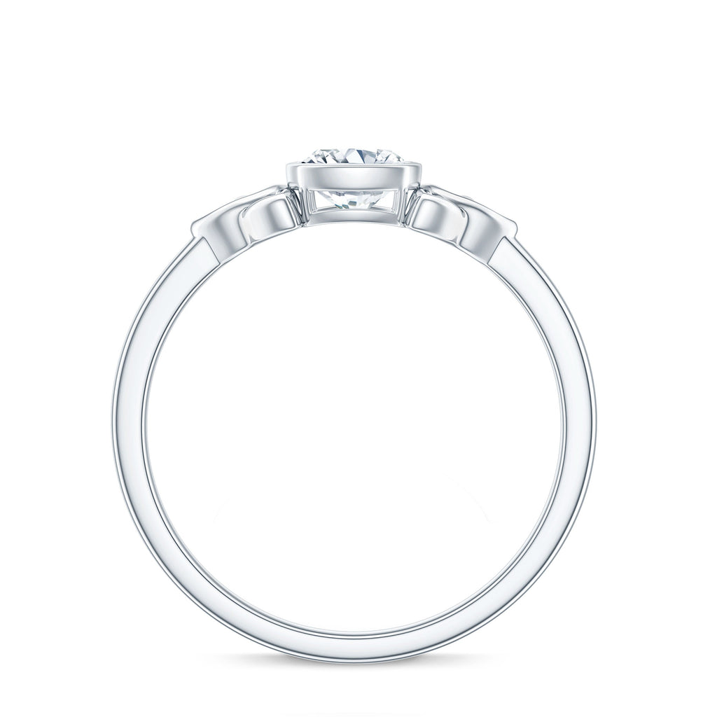 Brilliant Cut Moissanite Celtic Knot Engagement Ring in Bezel Setting
