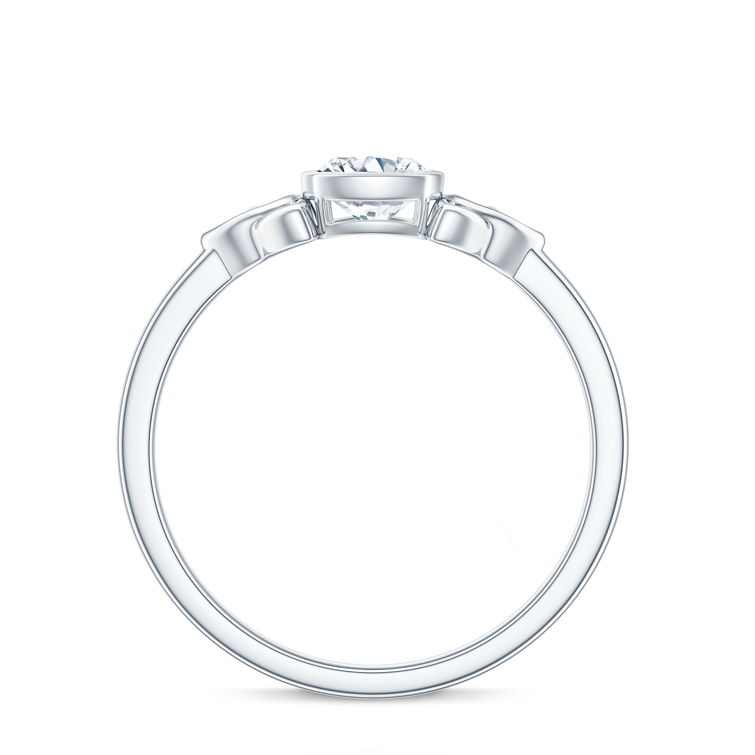 Brilliant Cut Moissanite Celtic Knot Engagement Ring in Bezel Setting