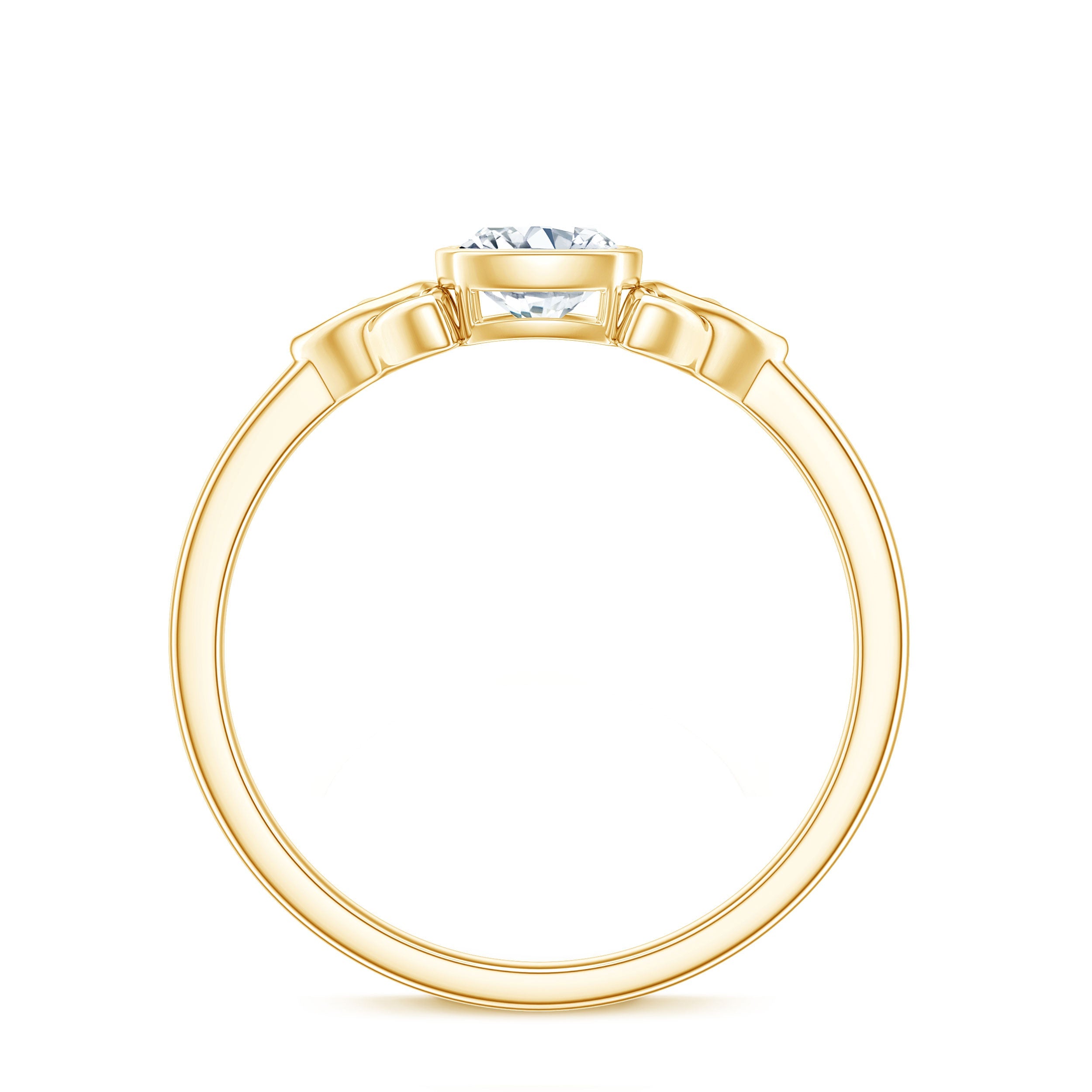 Brilliant Cut Moissanite Celtic Knot Engagement Ring in Bezel Setting