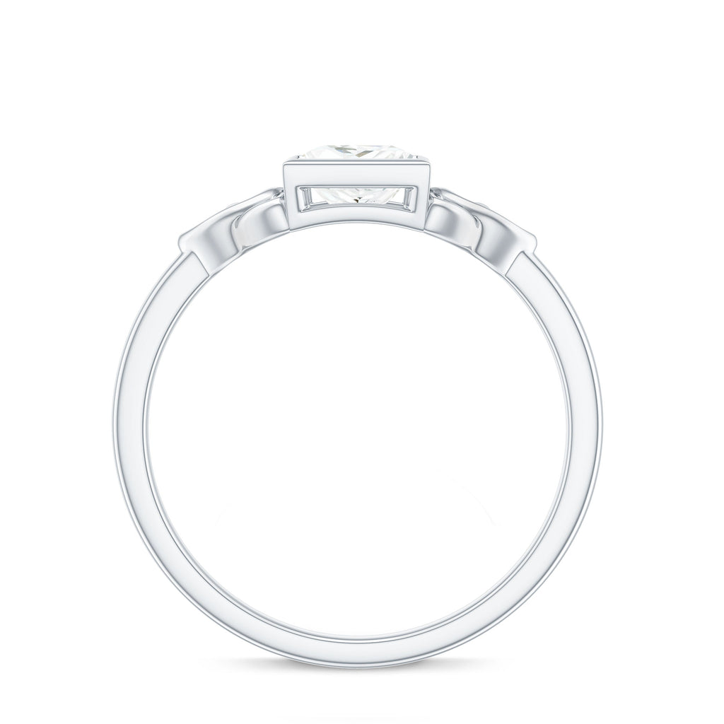 0.7 Carat Princess Cut Certified Moissanite Solitaire Ring with Celtic Knot Style