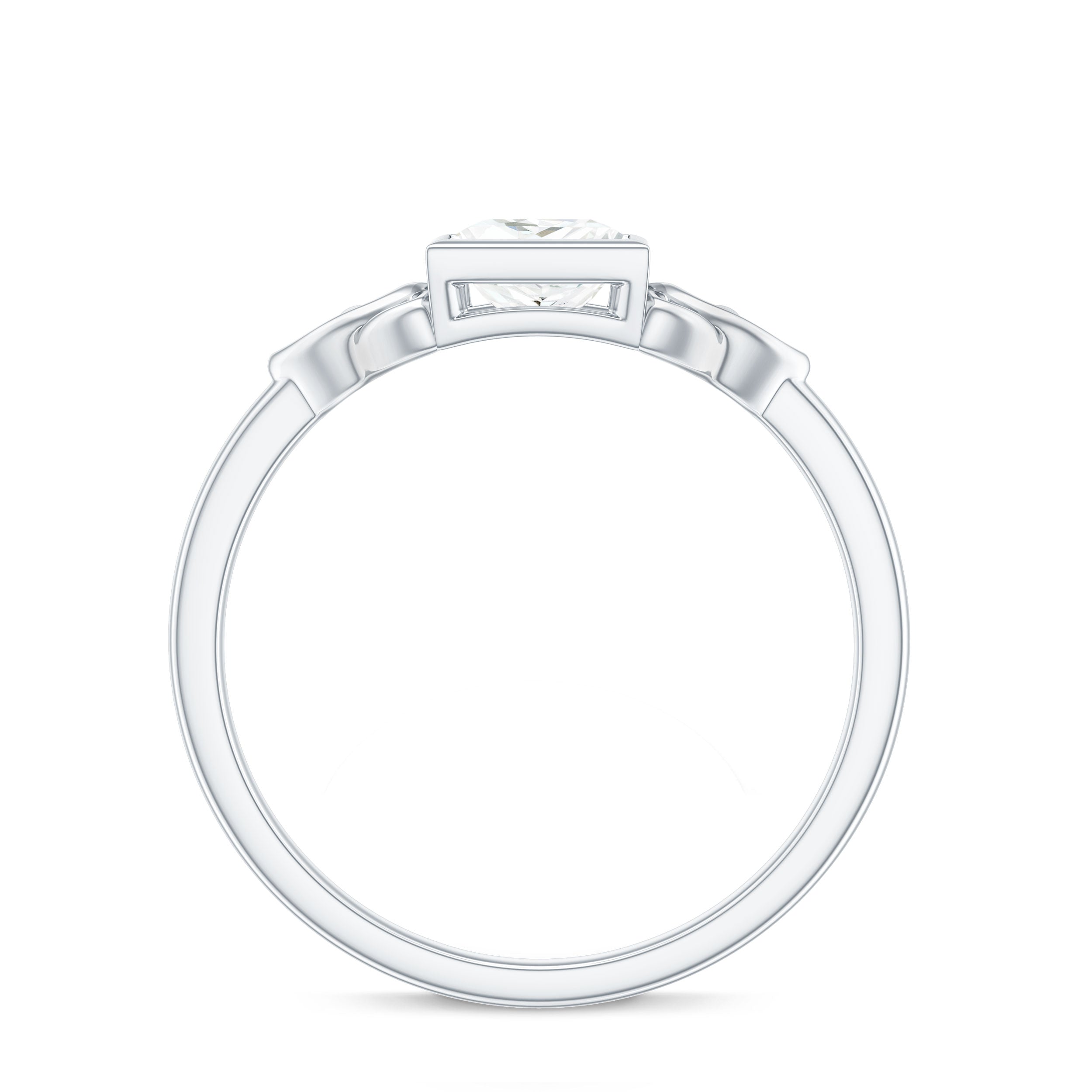 0.7 Carat Princess Cut Certified Moissanite Solitaire Ring with Celtic Knot Style