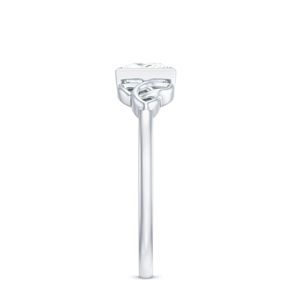 0.7 Carat Princess Cut Certified Moissanite Solitaire Ring with Celtic Knot Style