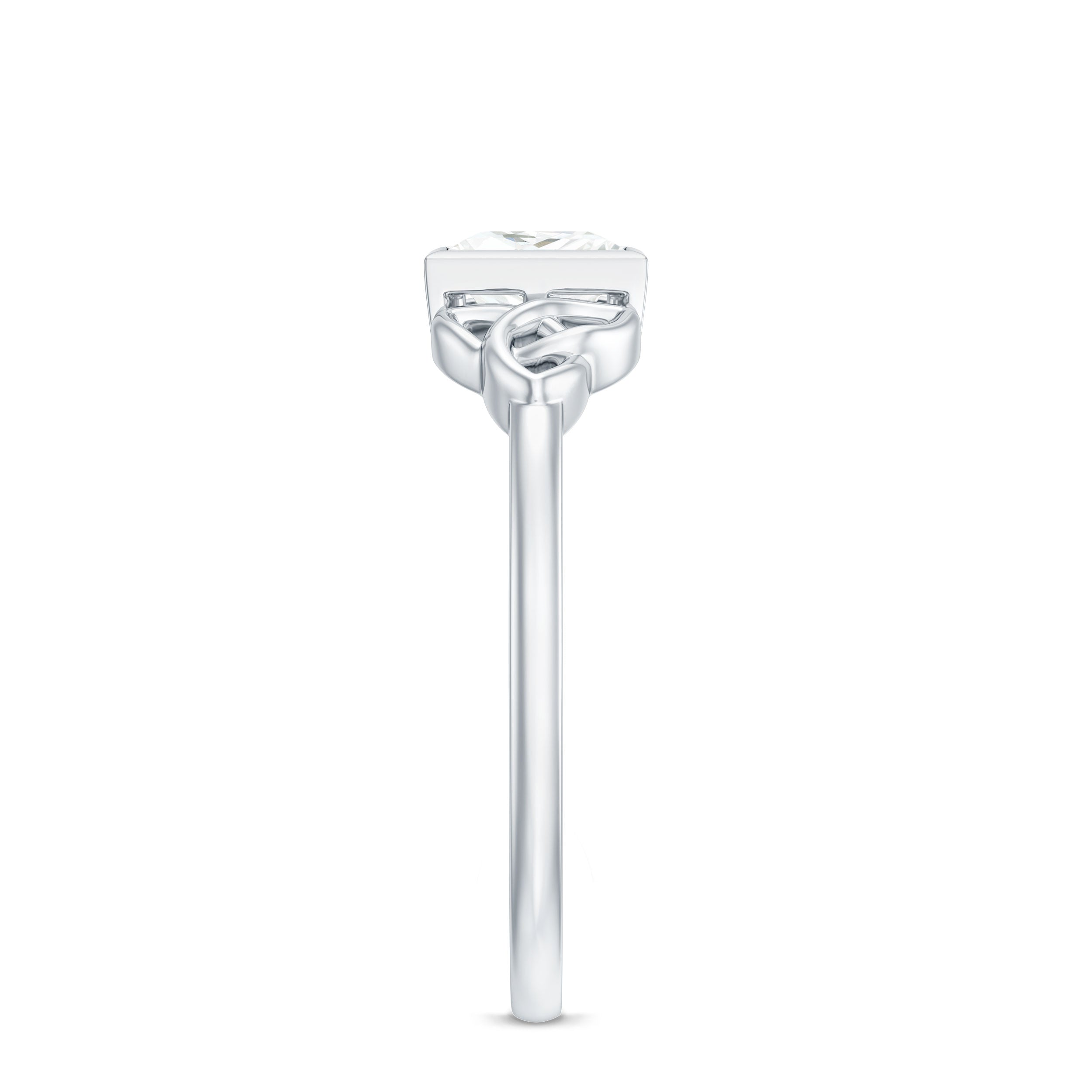 0.7 Carat Princess Cut Certified Moissanite Solitaire Ring with Celtic Knot Style