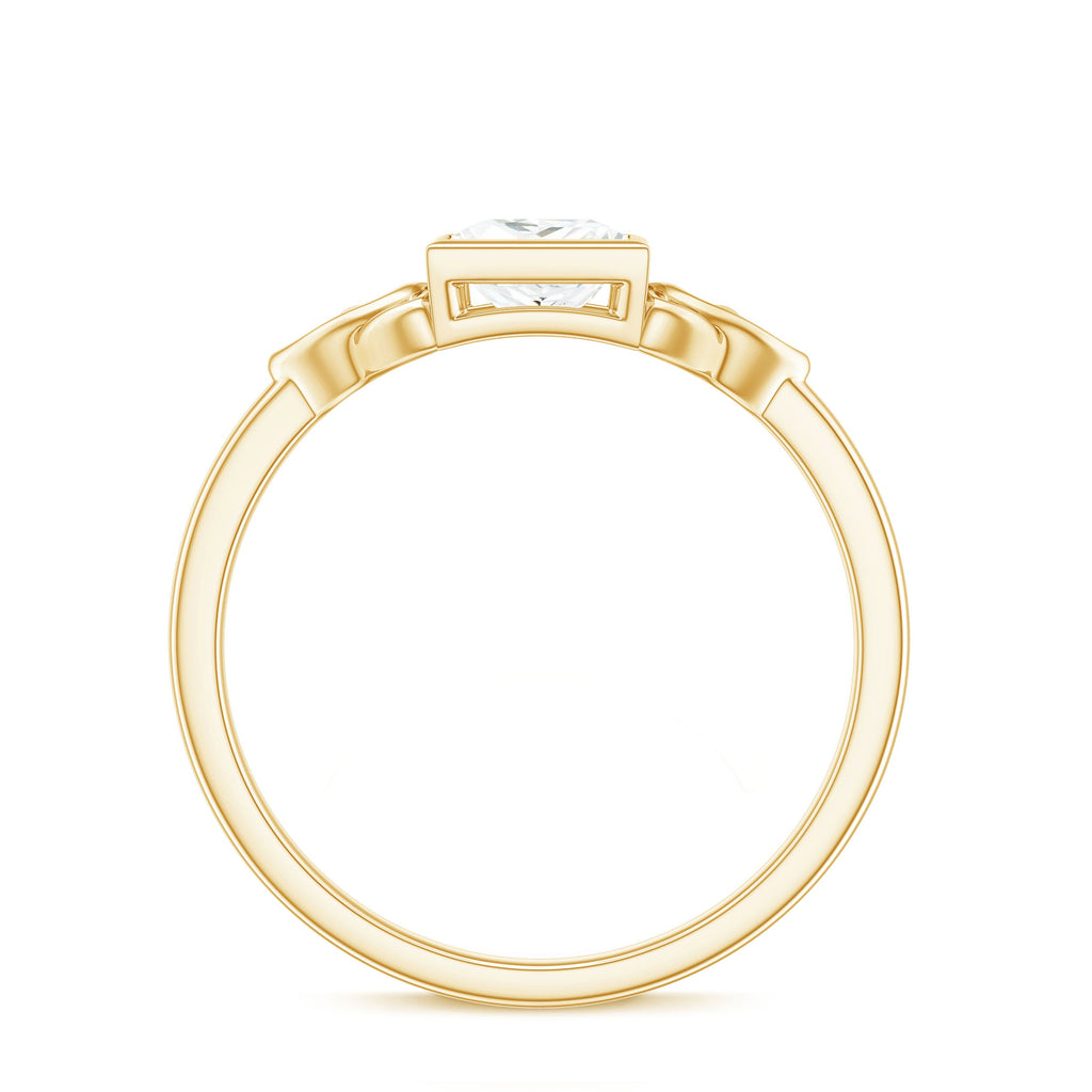 0.7 Carat Princess Cut Certified Moissanite Solitaire Ring with Celtic Knot Style