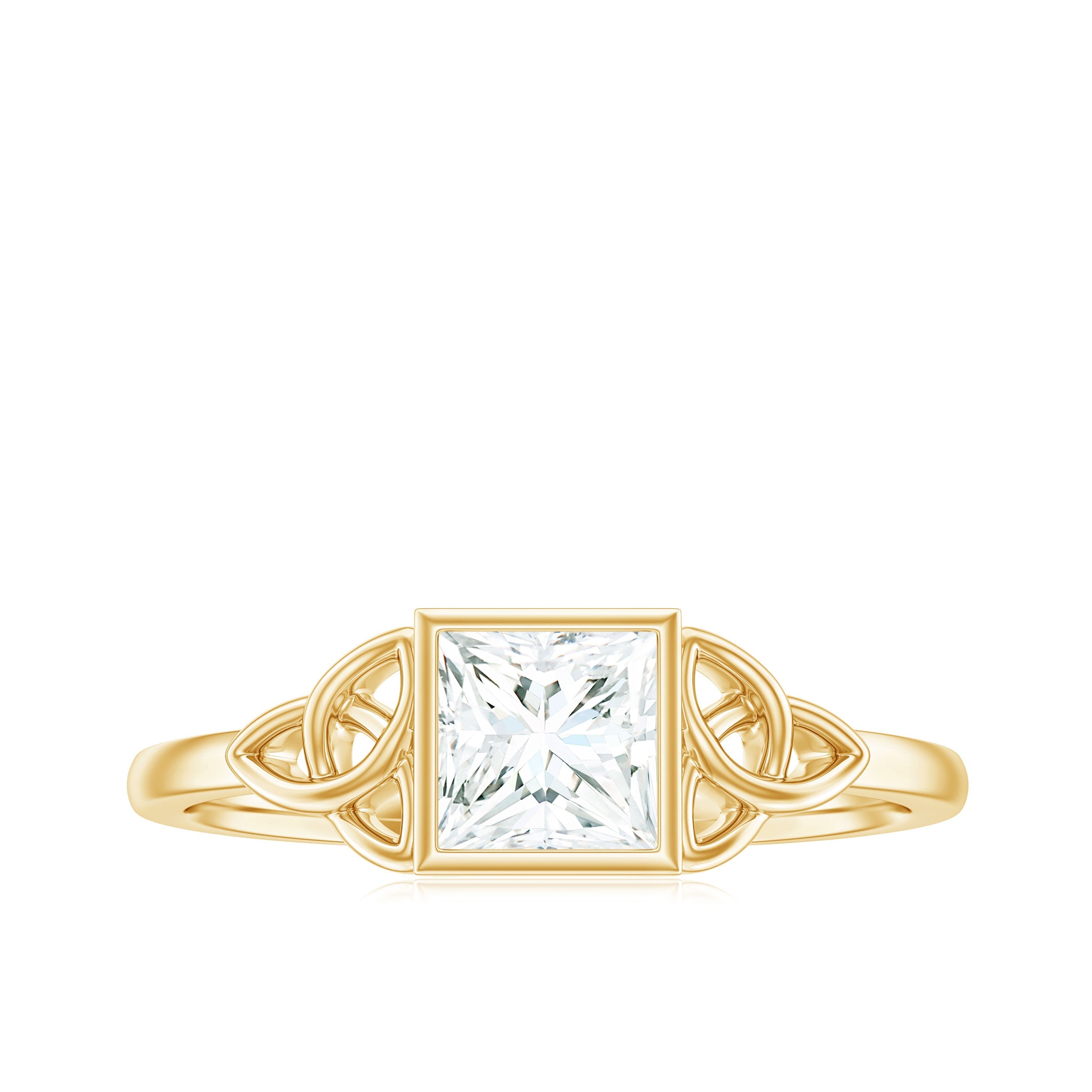 0.7 Carat Princess Cut Certified Moissanite Solitaire Ring with Celtic Knot Style