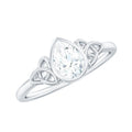 Bezel Set Moissanite Pear Cut Solitaire Celtic Ring for Women