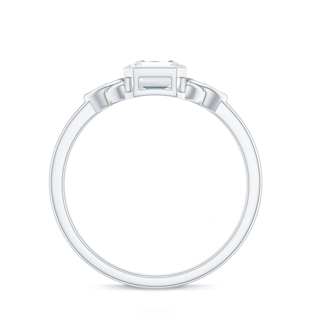 Emerald Cut Moissanite Solitaire Celtic Engagement Ring