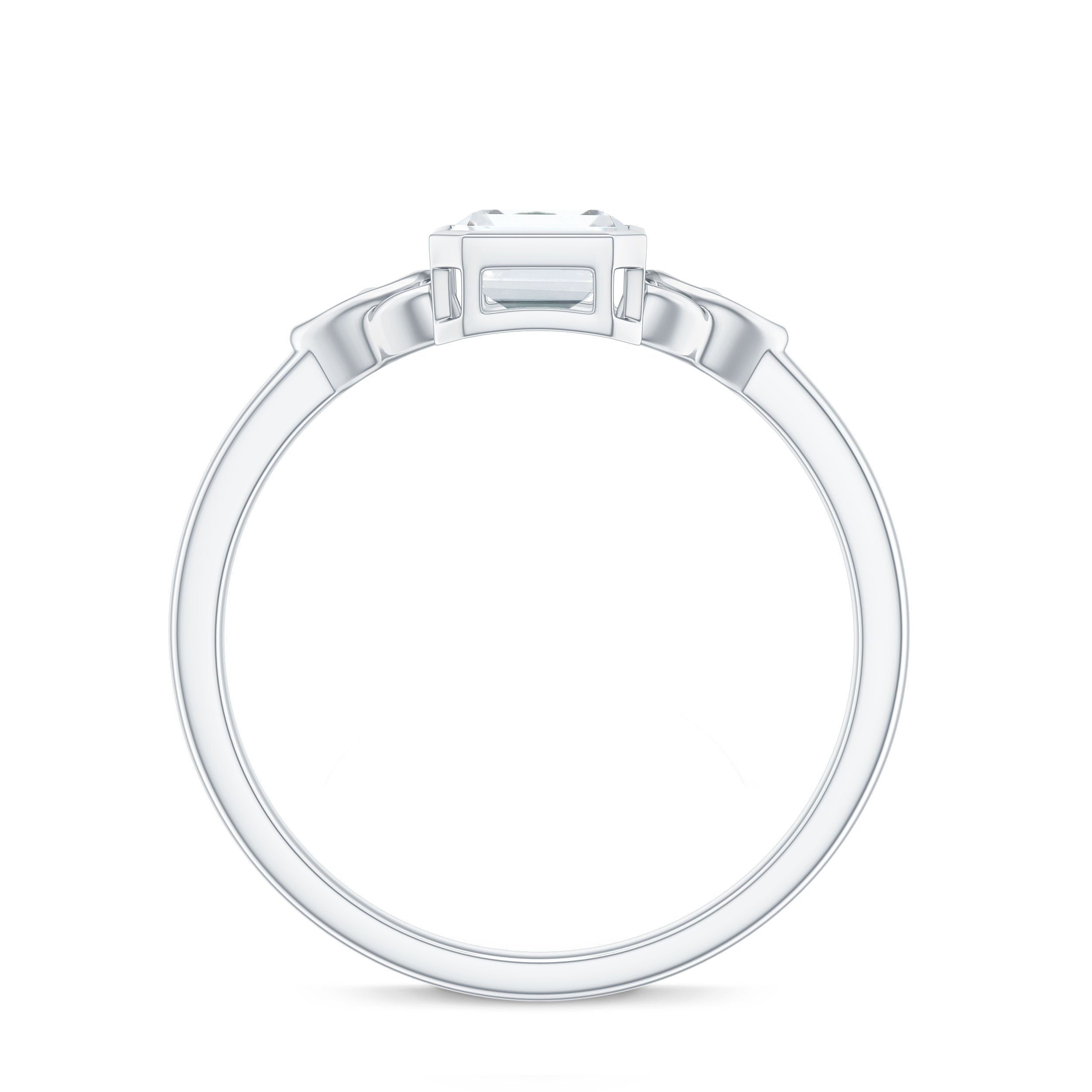 Emerald Cut Moissanite Solitaire Celtic Engagement Ring