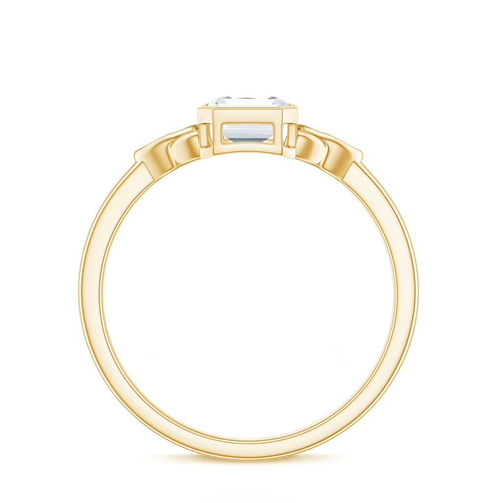 Emerald Cut Moissanite Solitaire Celtic Engagement Ring