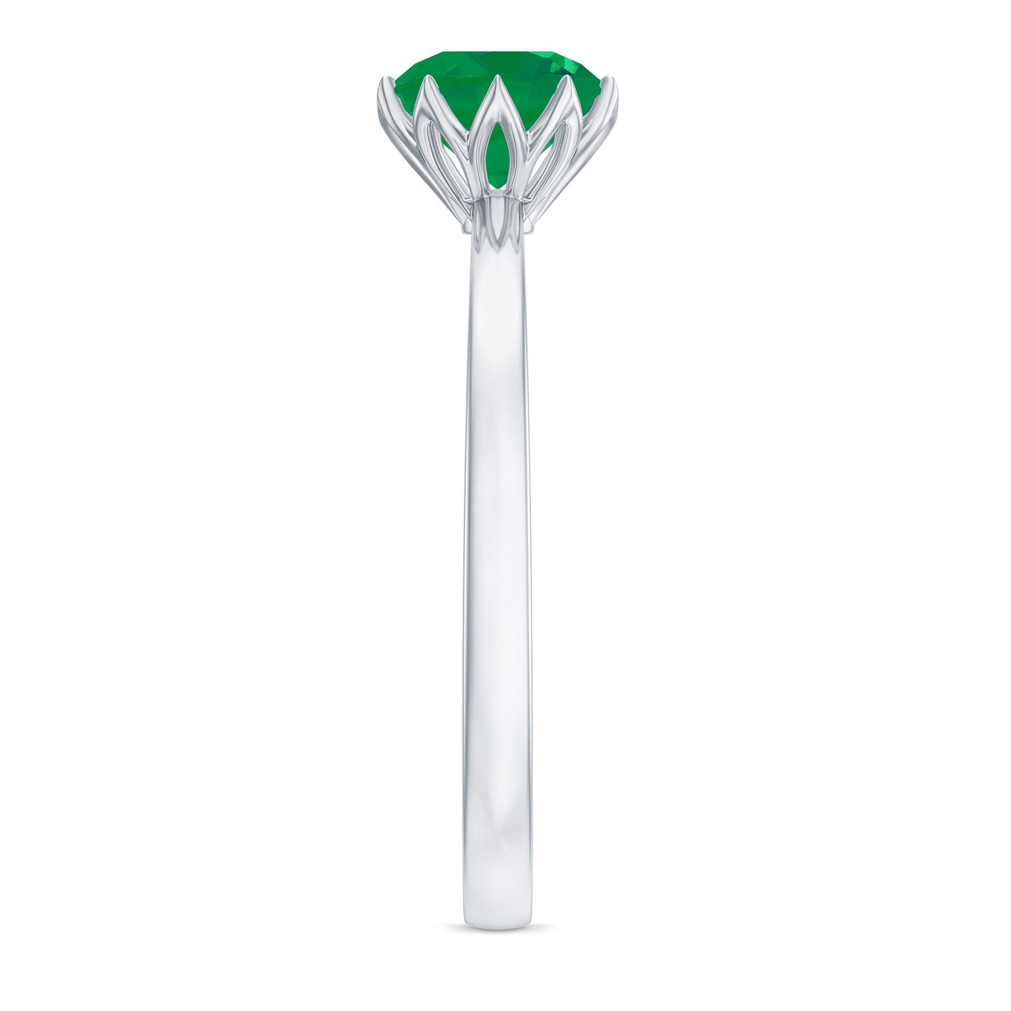 Natural Solitaire Emerald Promise Ring in Lotus Basket Setting
