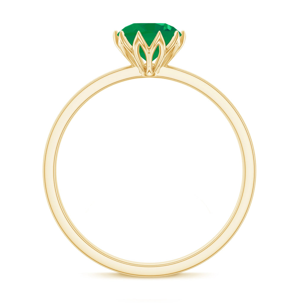 Natural Solitaire Emerald Promise Ring in Lotus Basket Setting