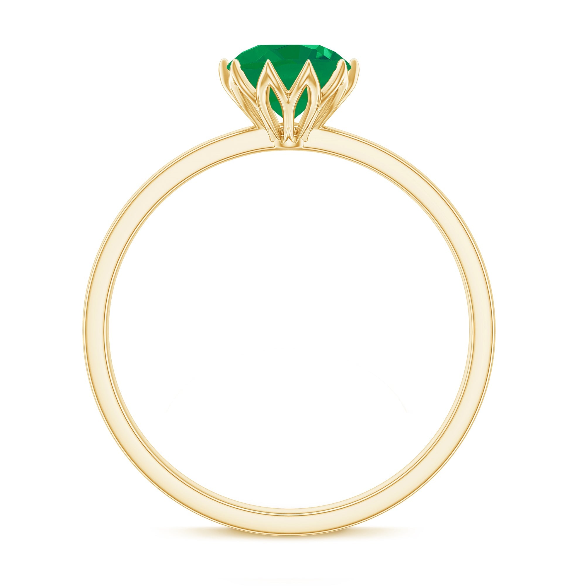 Natural Solitaire Emerald Promise Ring in Lotus Basket Setting