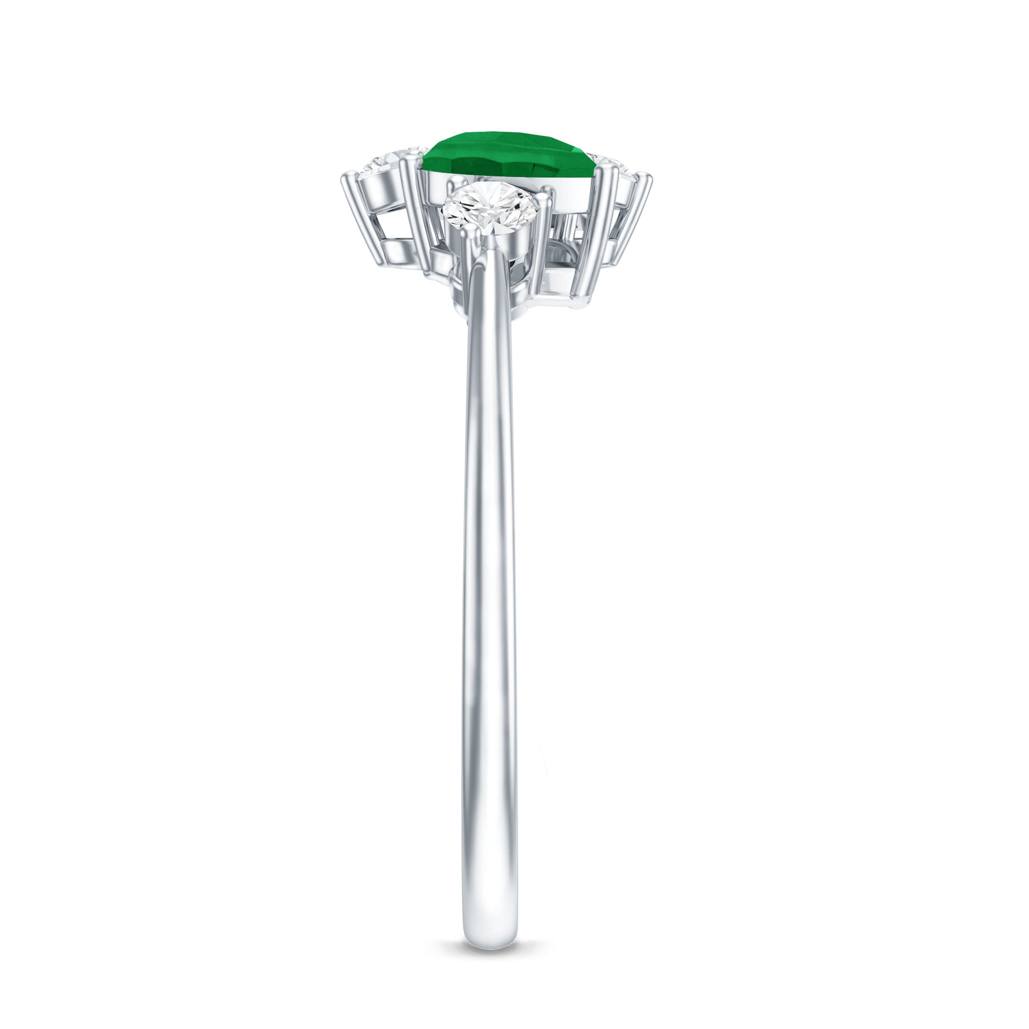 Natural Pear Shape Emerald Toi Et Moi Engagement Ring with Diamond