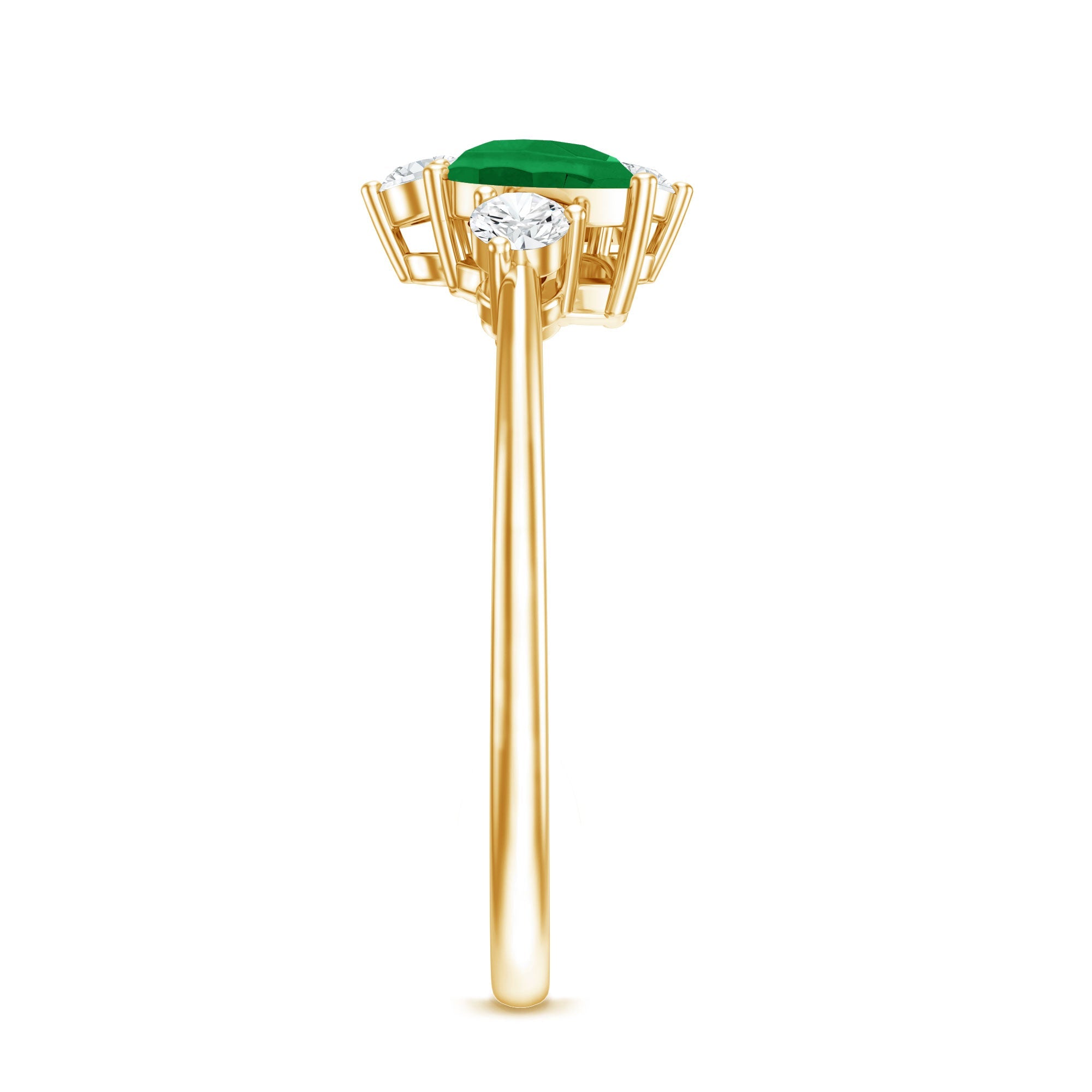 Natural Pear Shape Emerald Toi Et Moi Engagement Ring with Diamond