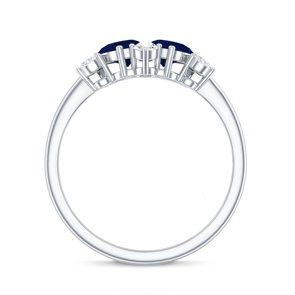 Genuine Blue Sapphire and Diamond Cluster Engagement Ring with Certificate