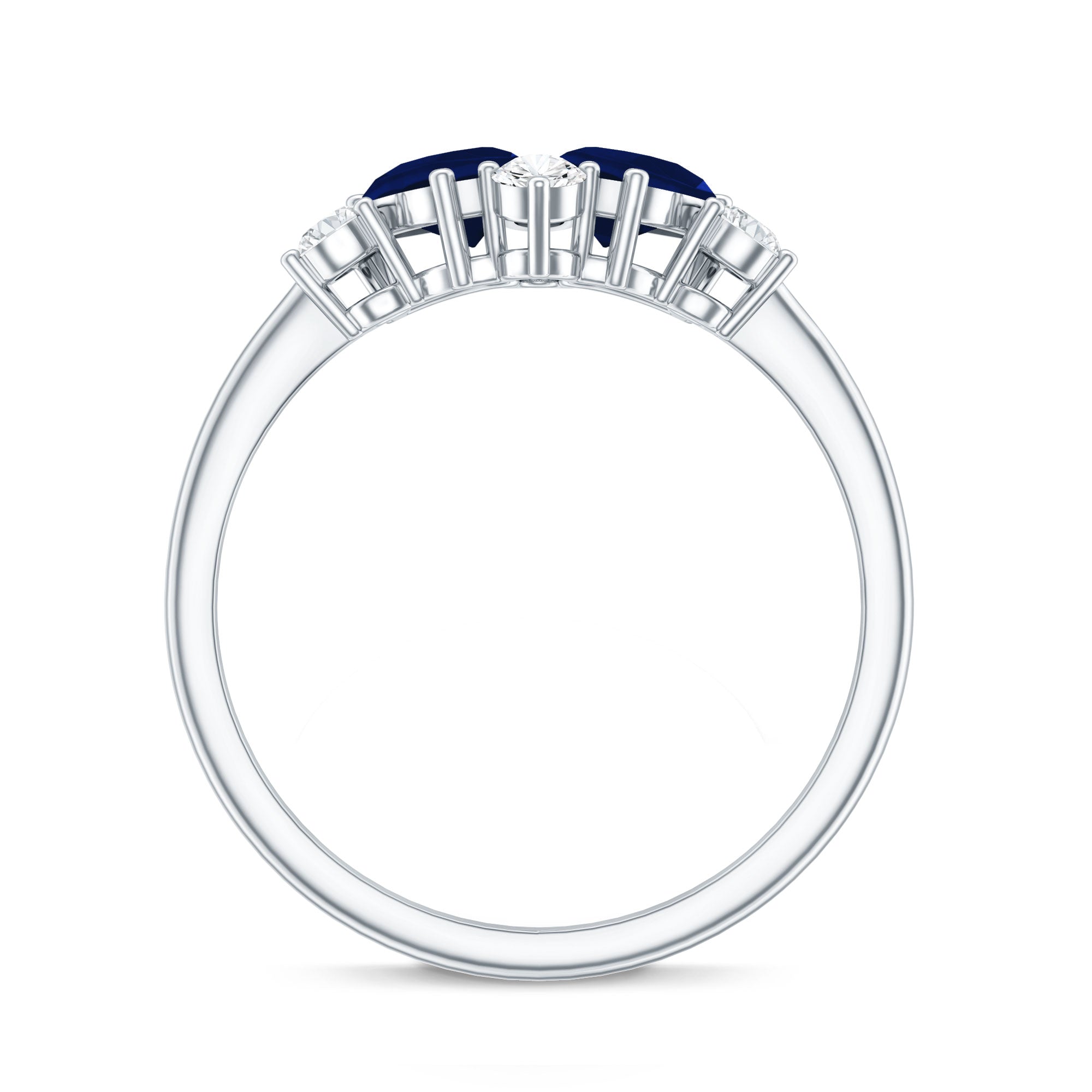 Genuine Blue Sapphire and Diamond Cluster Engagement Ring with Certificate