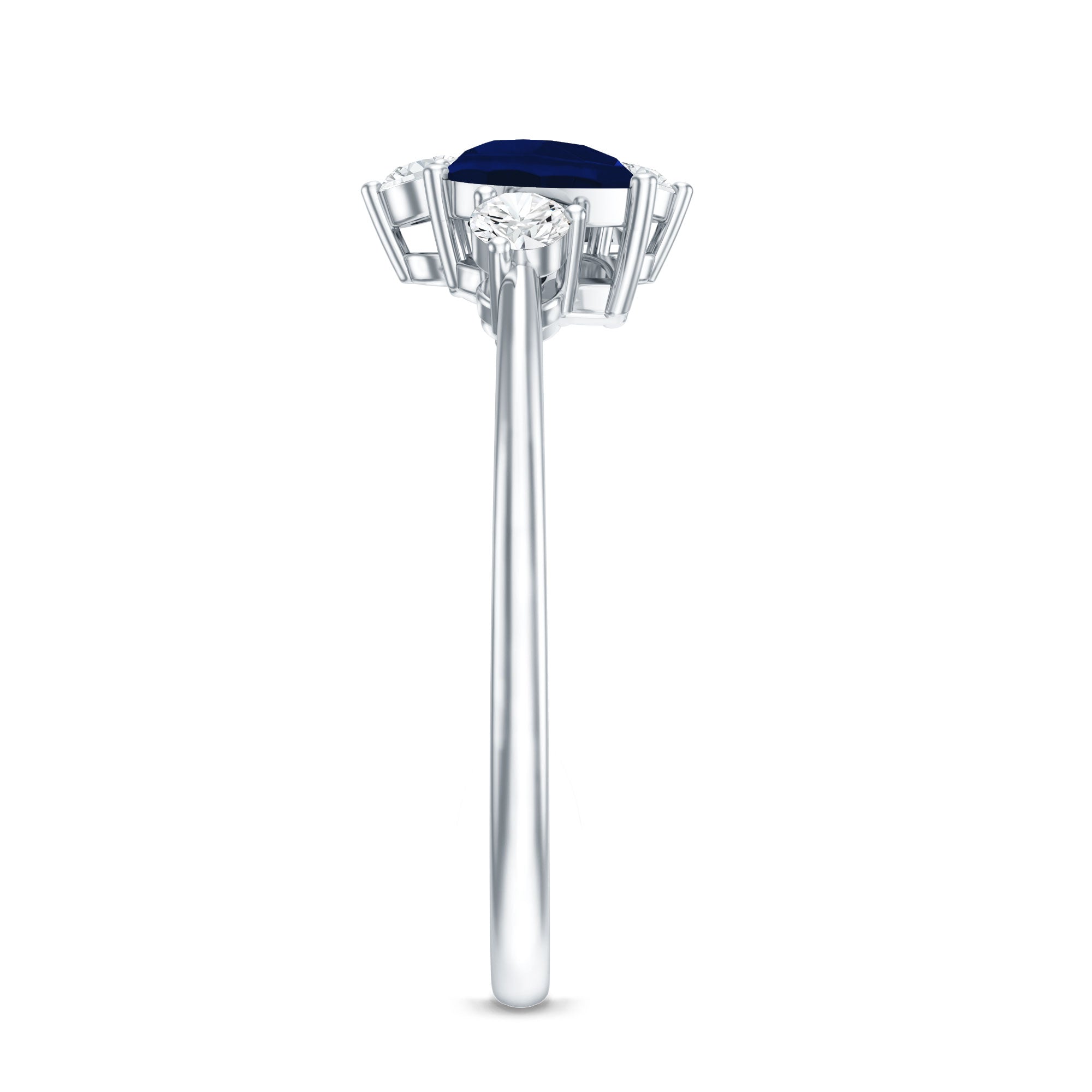Genuine Blue Sapphire and Diamond Cluster Engagement Ring with Certificate