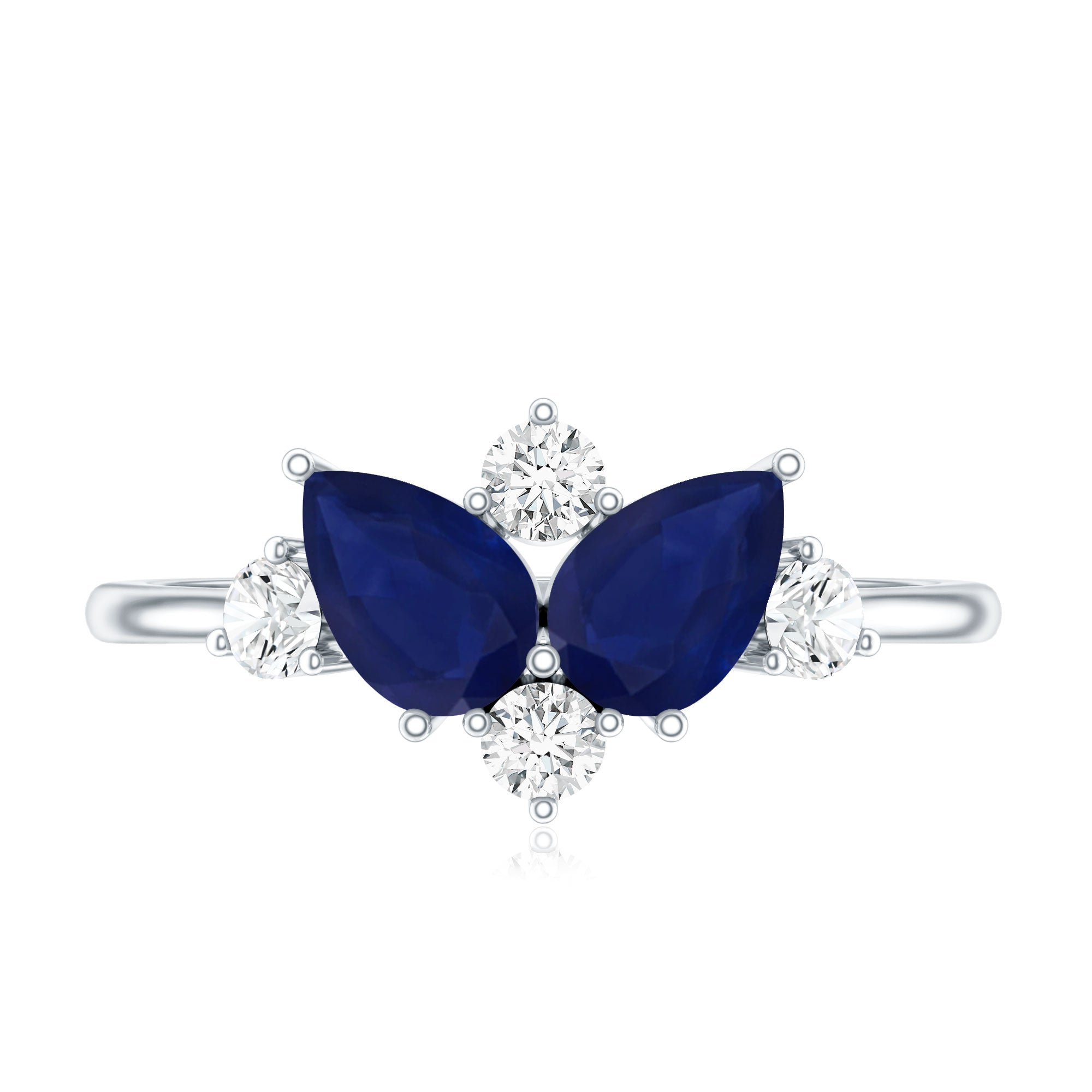 Genuine Blue Sapphire and Diamond Cluster Engagement Ring with Certificate