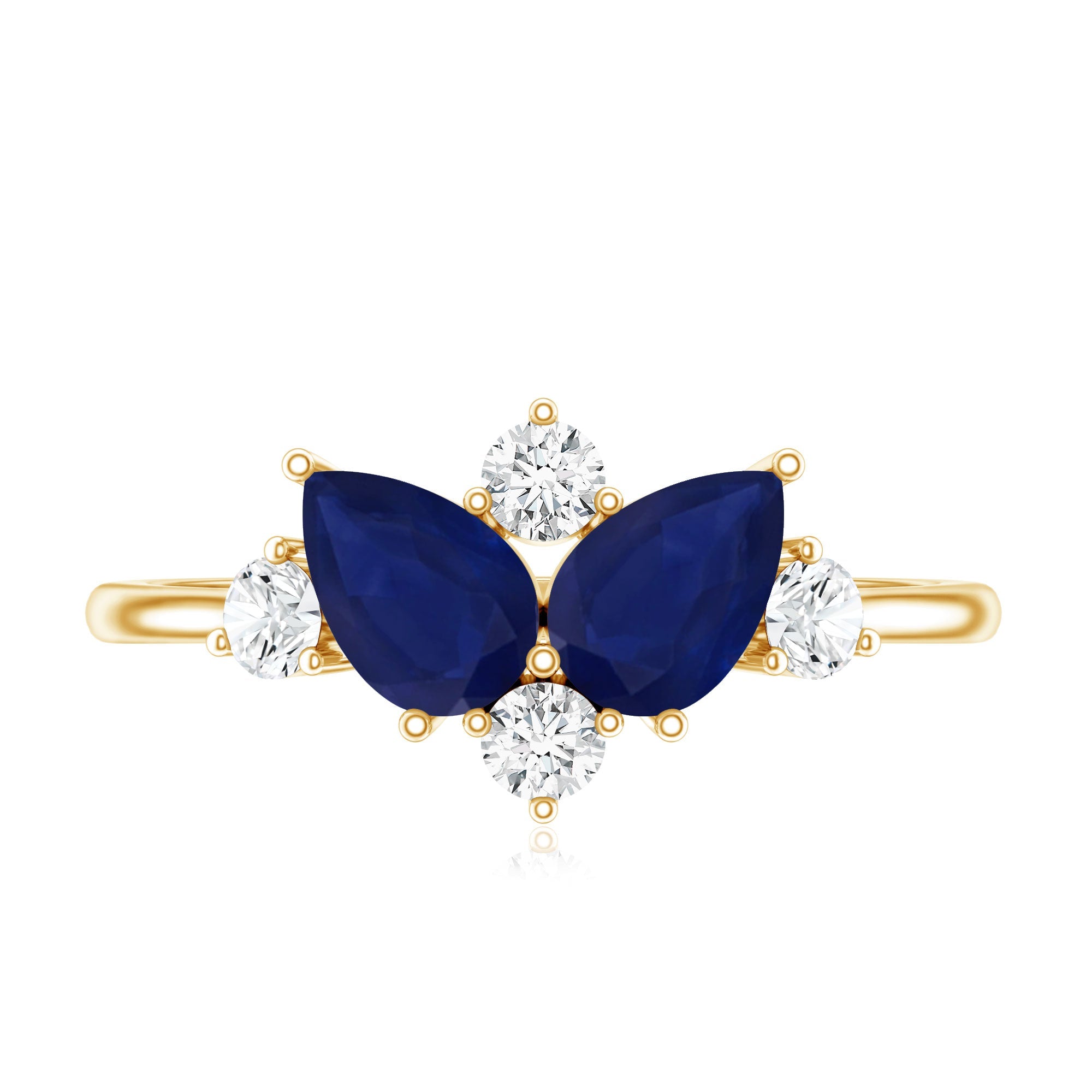 Genuine Blue Sapphire and Diamond Cluster Engagement Ring with Certificate