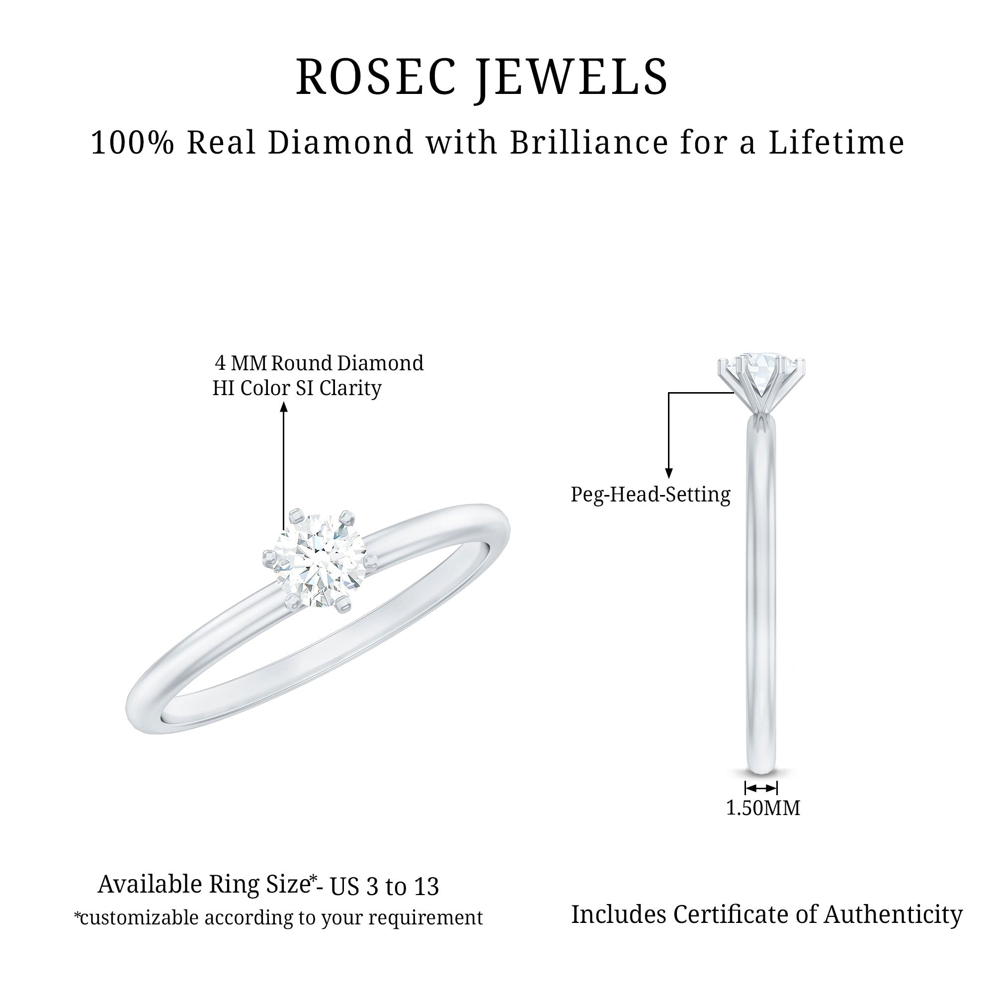 Solitaire Round Diamond Promise Ring