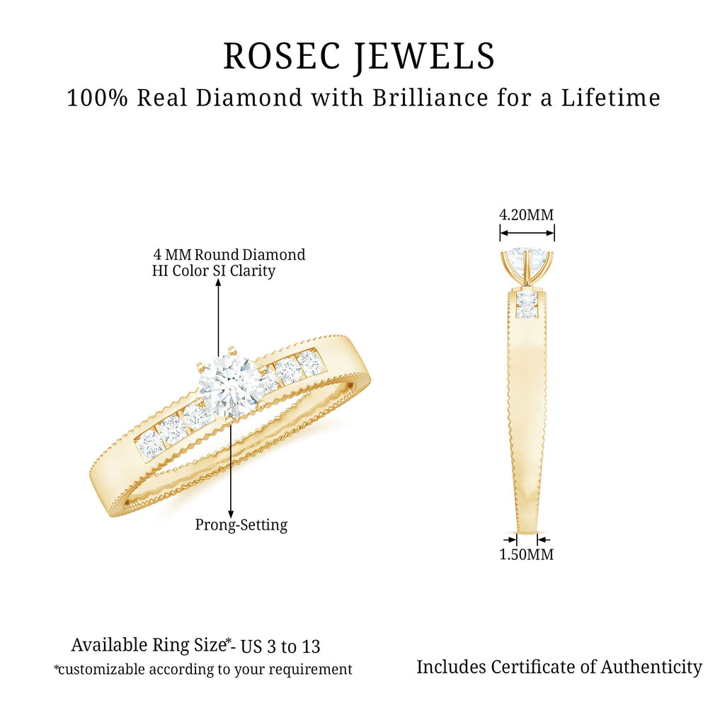 Natural Diamond Solitaire Engagement Ring for Women