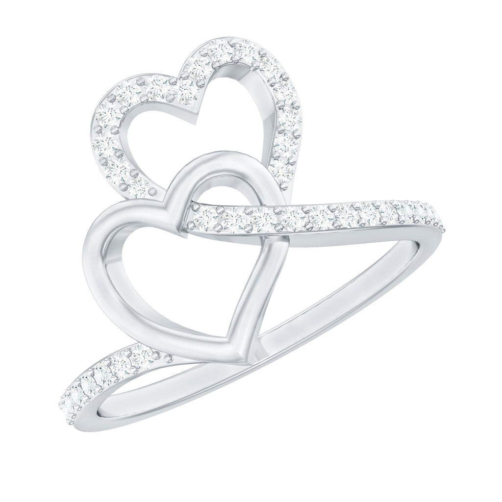 Certified Moissanite 2 Heart Promise Ring