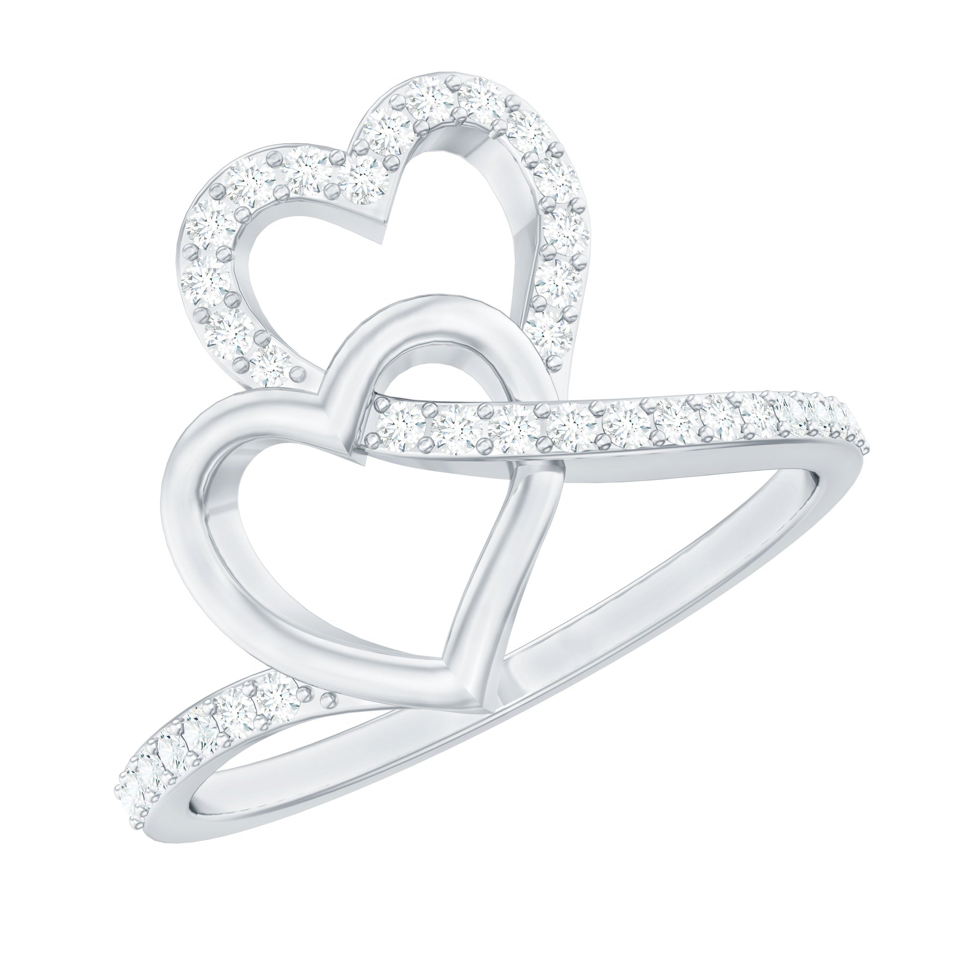Certified Moissanite 2 Heart Promise Ring